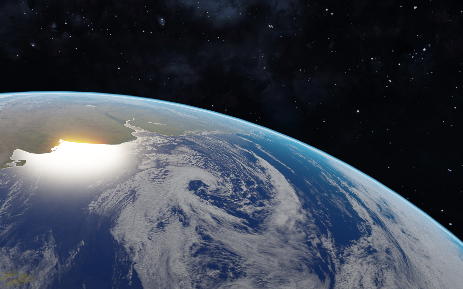 Вид на голубую планету Землю с темного космоса