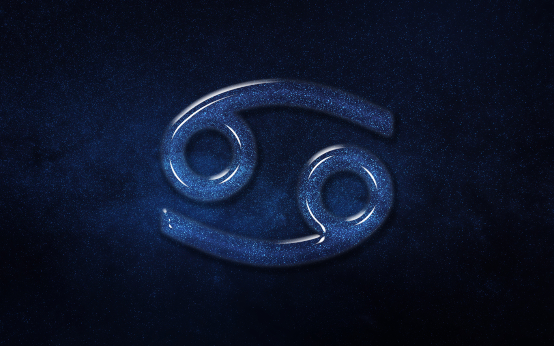 Синий блестящий знак зодиака рак