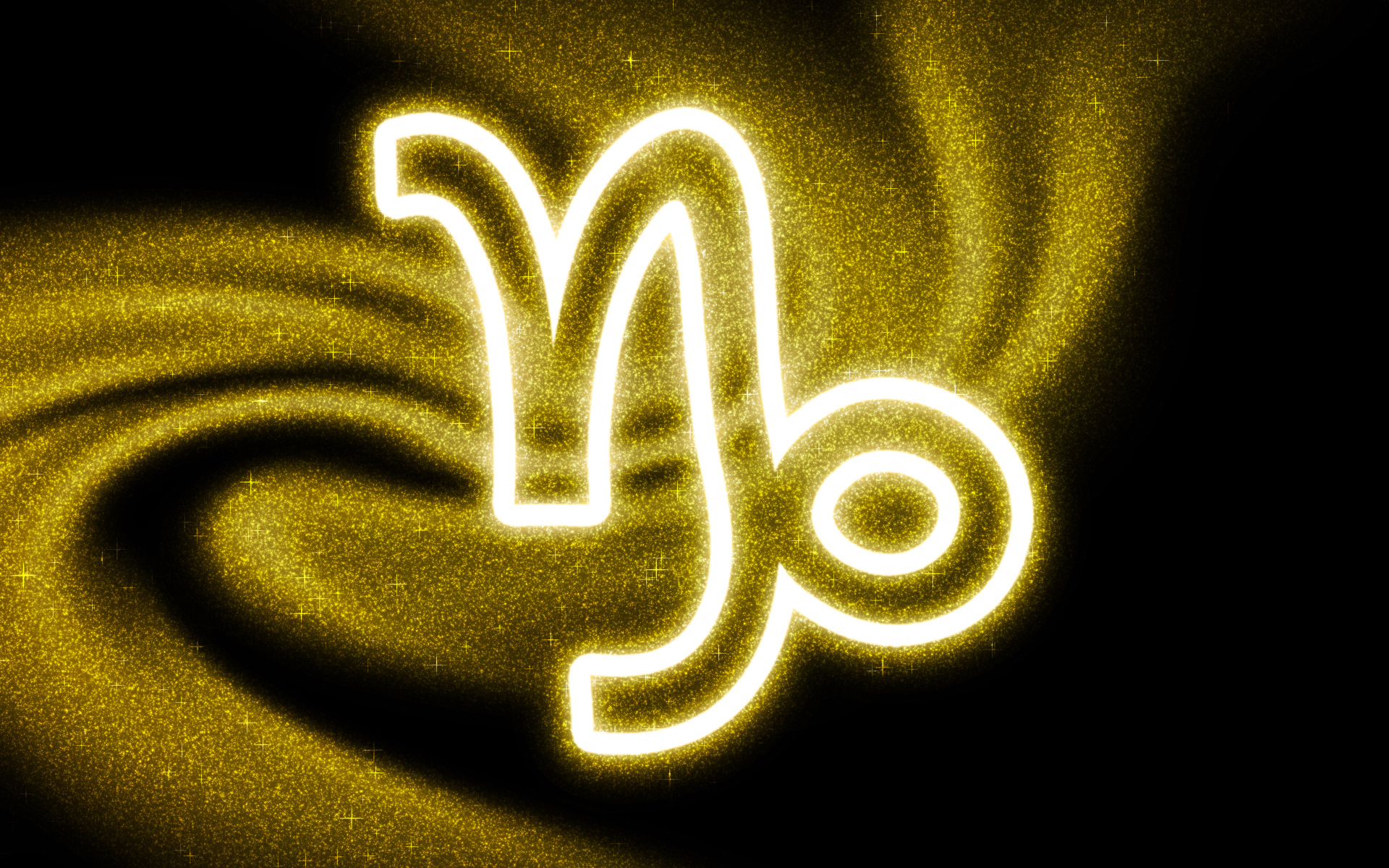 Золотистая пыль со знаком зодиака козерог на черном фоне