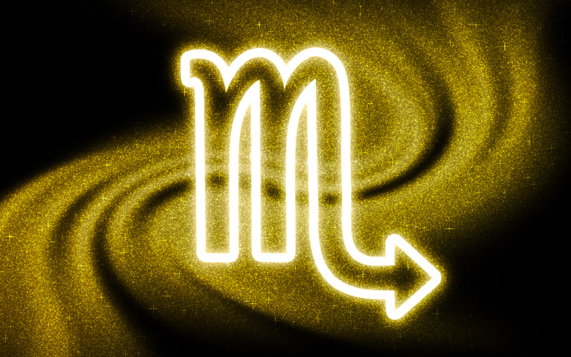 Золотистая пыль со знаком зодиака скорпион на черном фоне