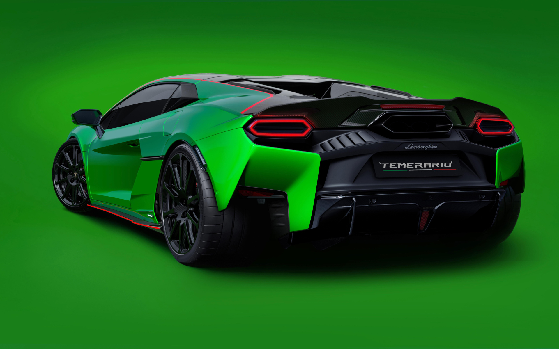 Автомобиль Lamborghini Temerario Alleggerita 2024 года на зеленом фоне