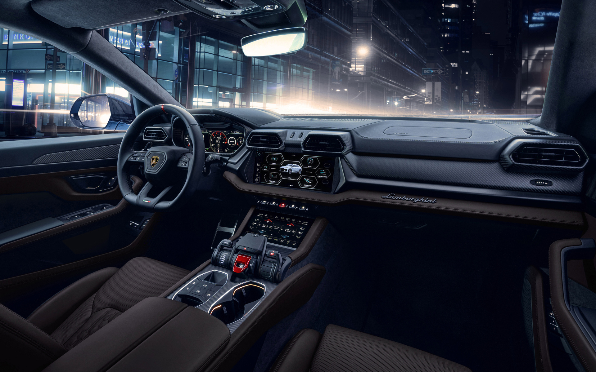 Салон автомобиля Lamborghini Urus SE 2024 года