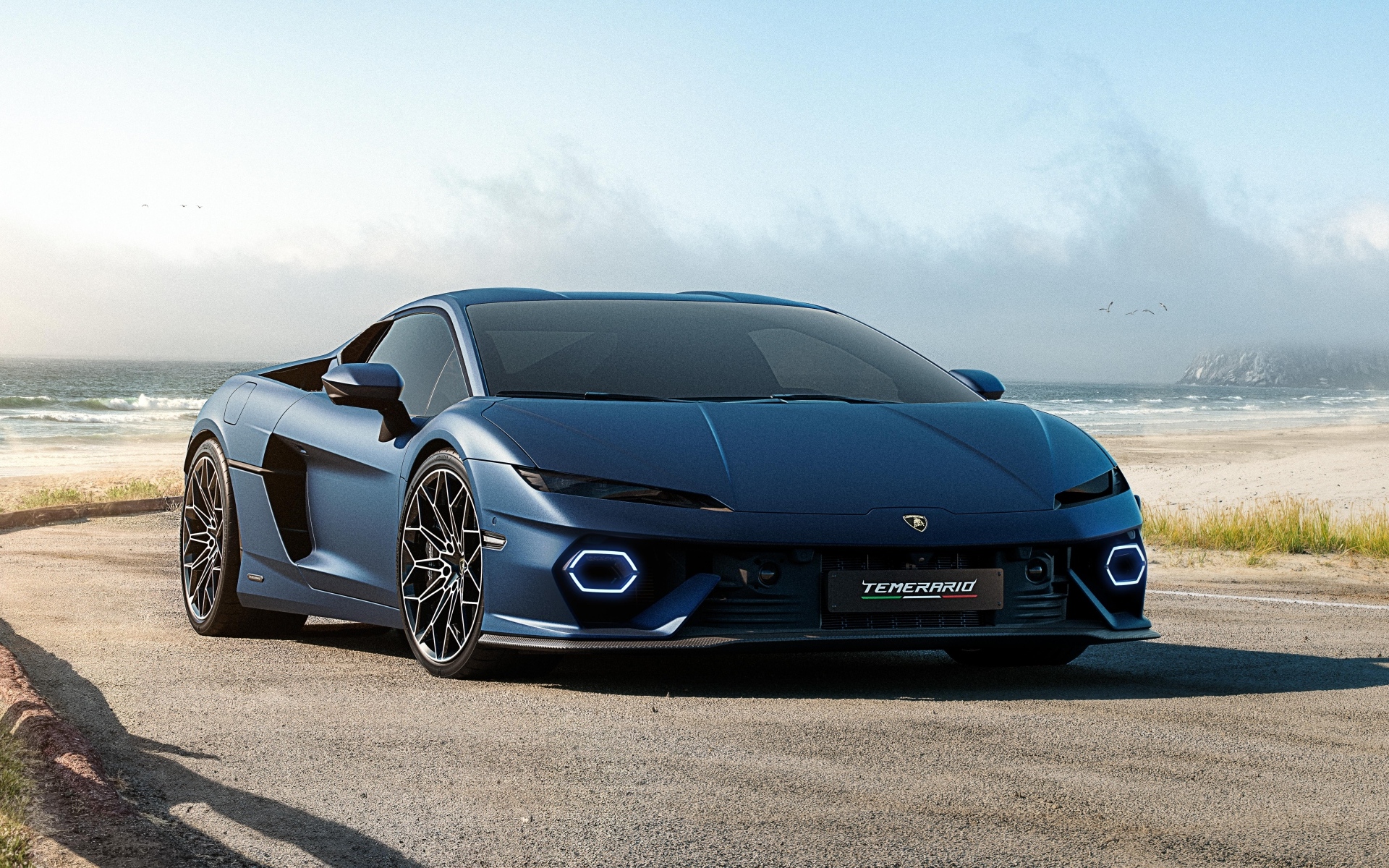 Автомобиль Lamborghini Temerario у моря