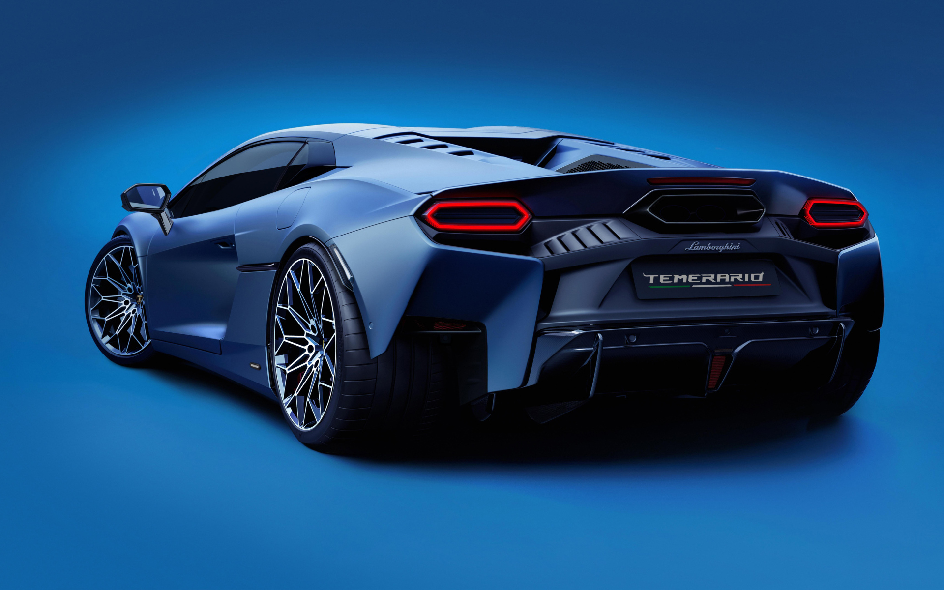 Автомобиль Lamborghini Temerario на синем фоне