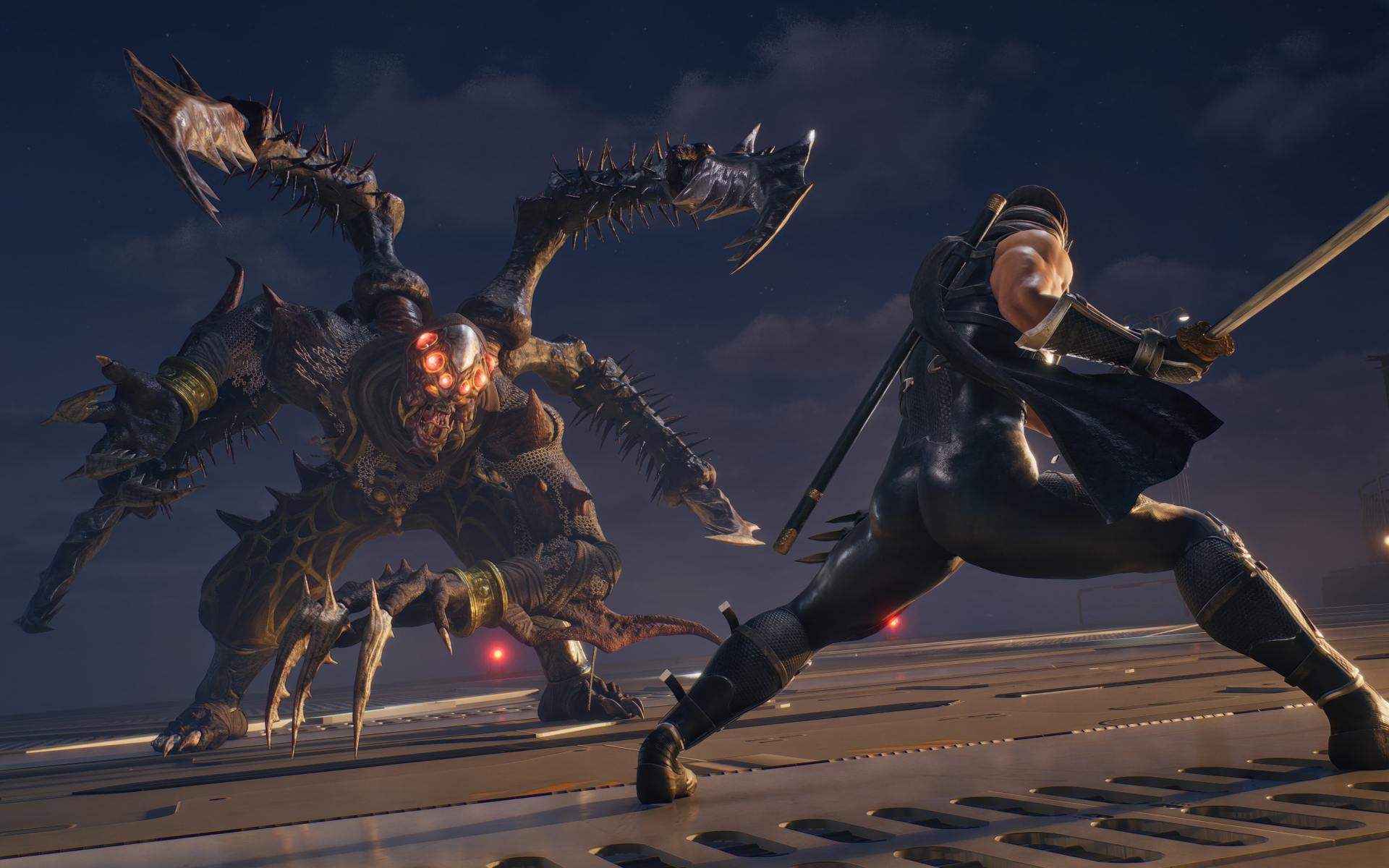 Сражение с монстром в компьютерной игре NINJA GAIDEN 2 Black