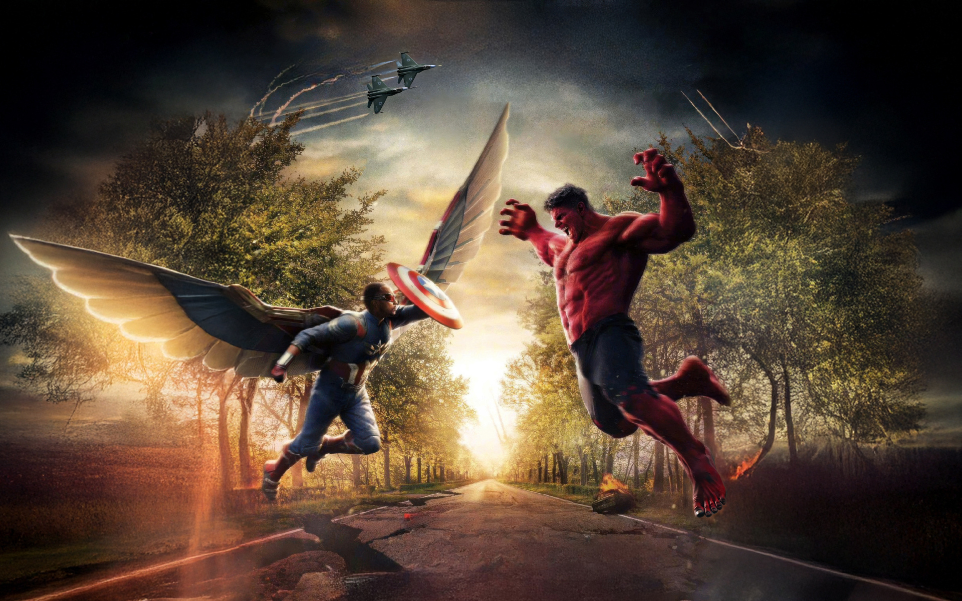 Капитан Америка сражается с Халком