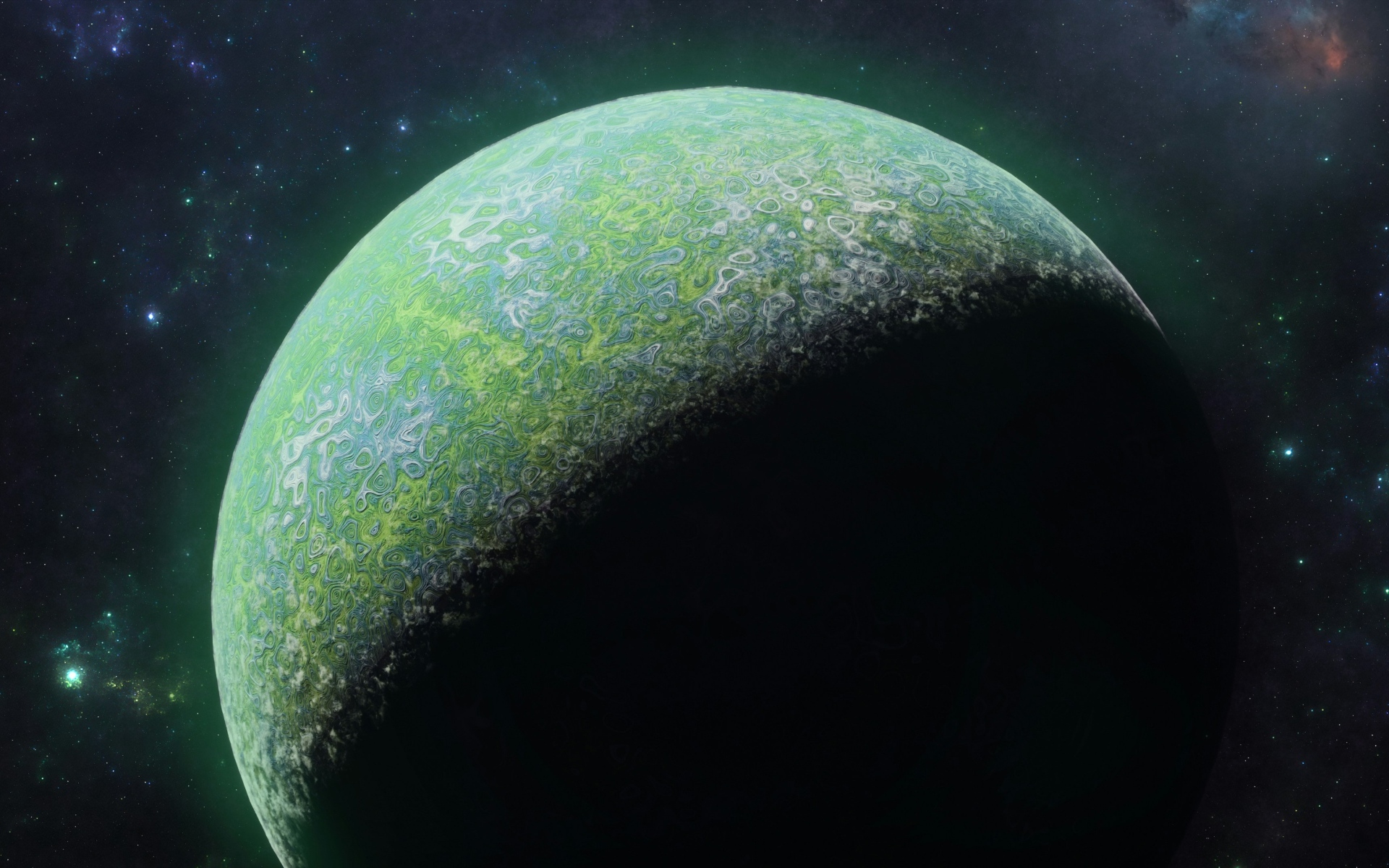 Вид на планету ночью