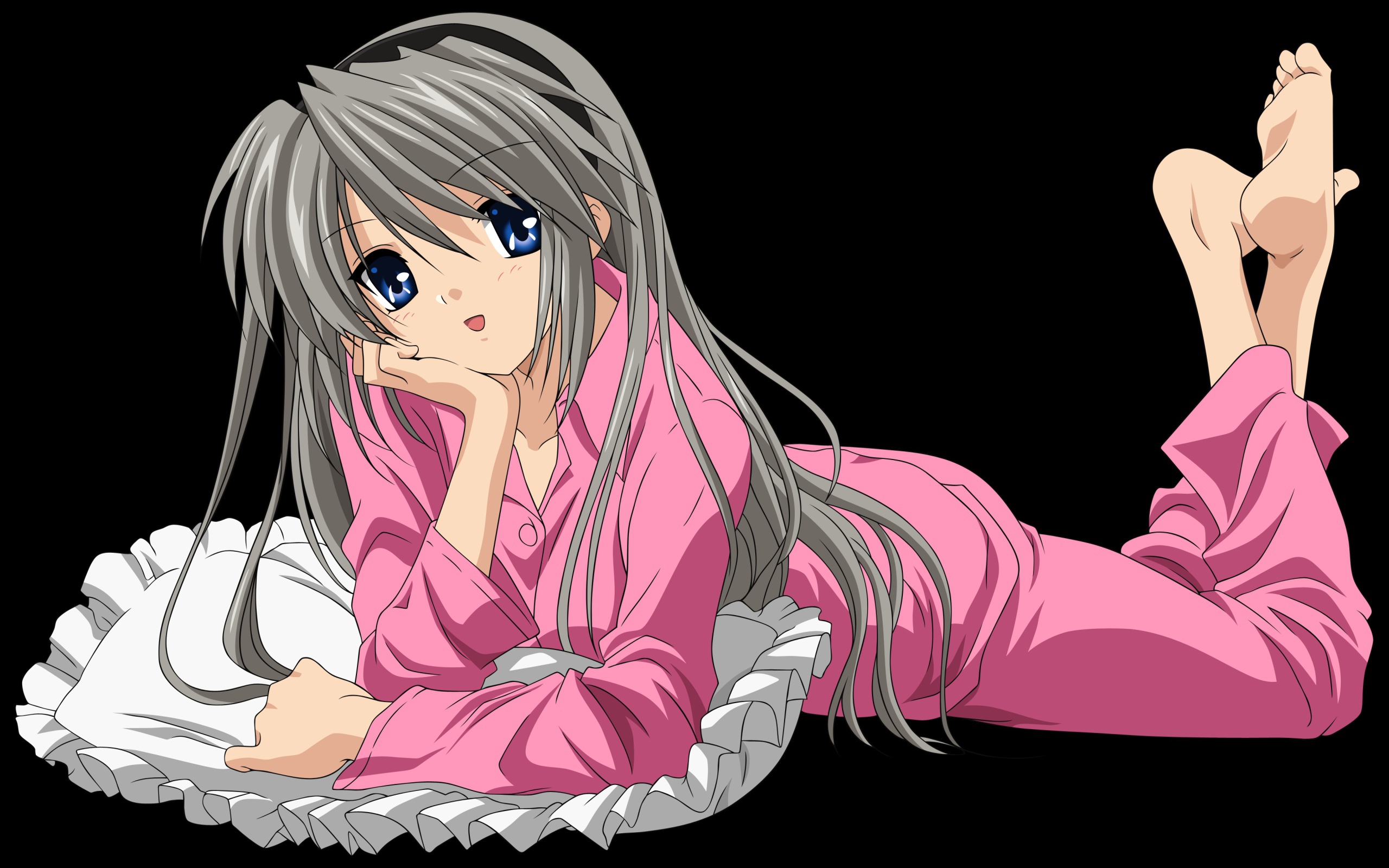 Аниме девочка на подушке