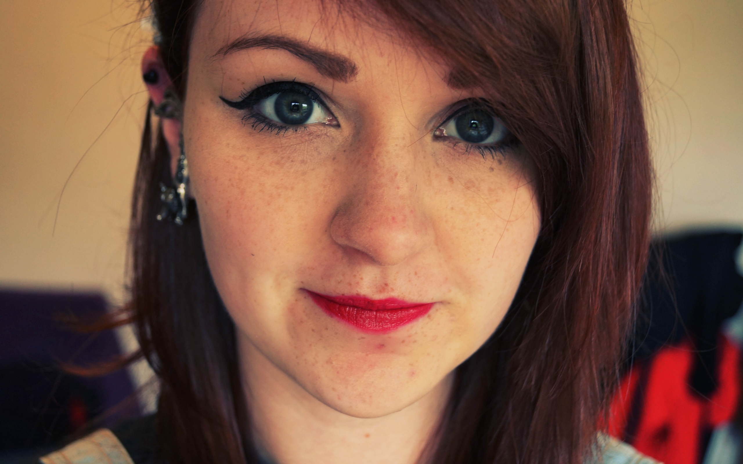 Dimples faces freckles green eyes redheads wallpaper