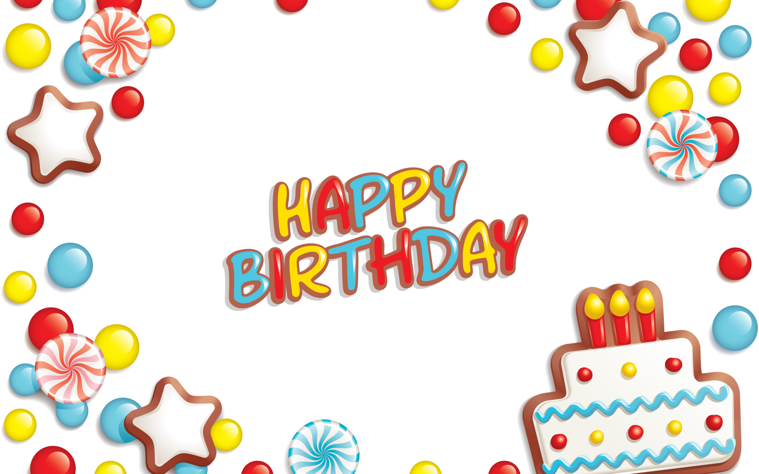 Весёлая картинка на день рождения, белый фон