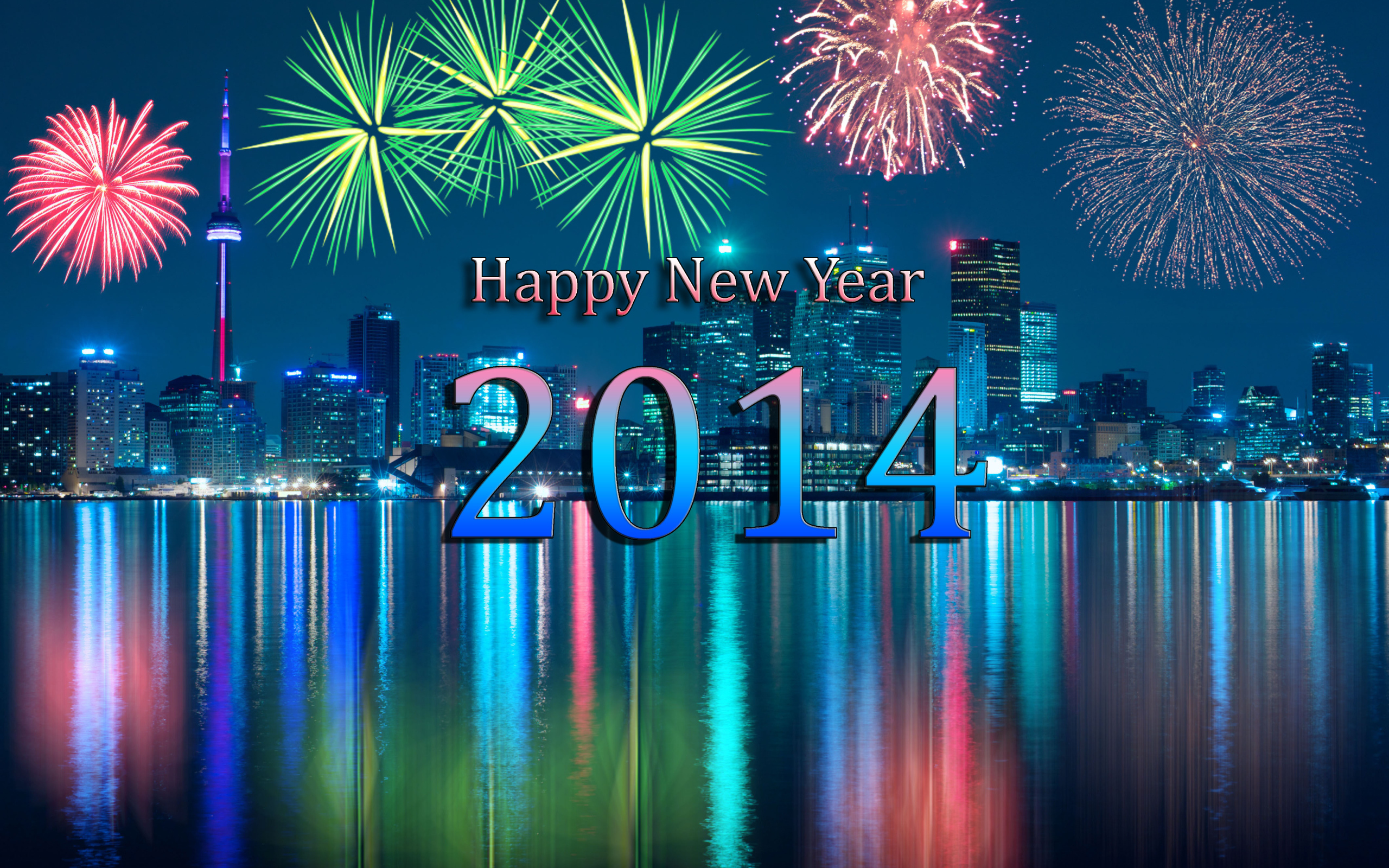 Новый год 2014 на фоне фейерверка