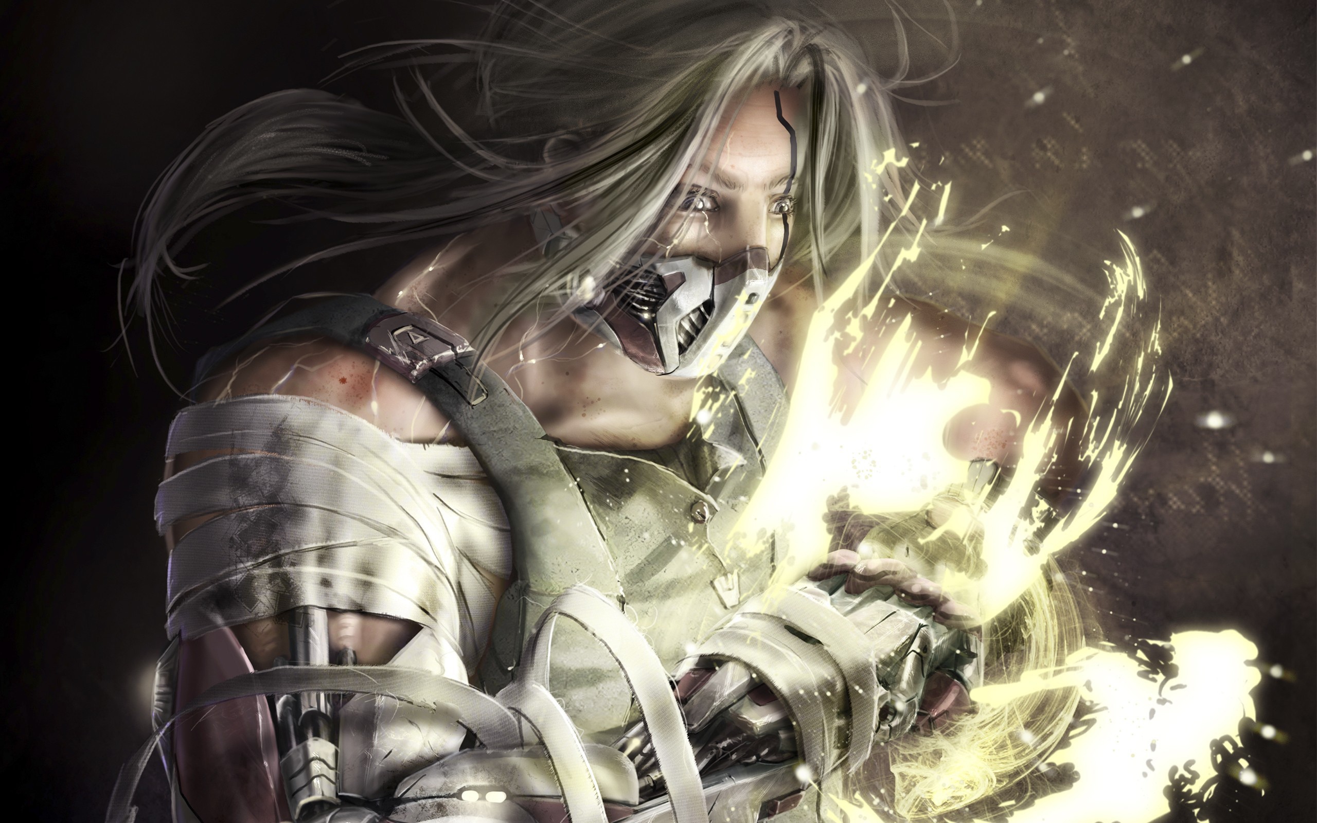 Человек со светящимися руками