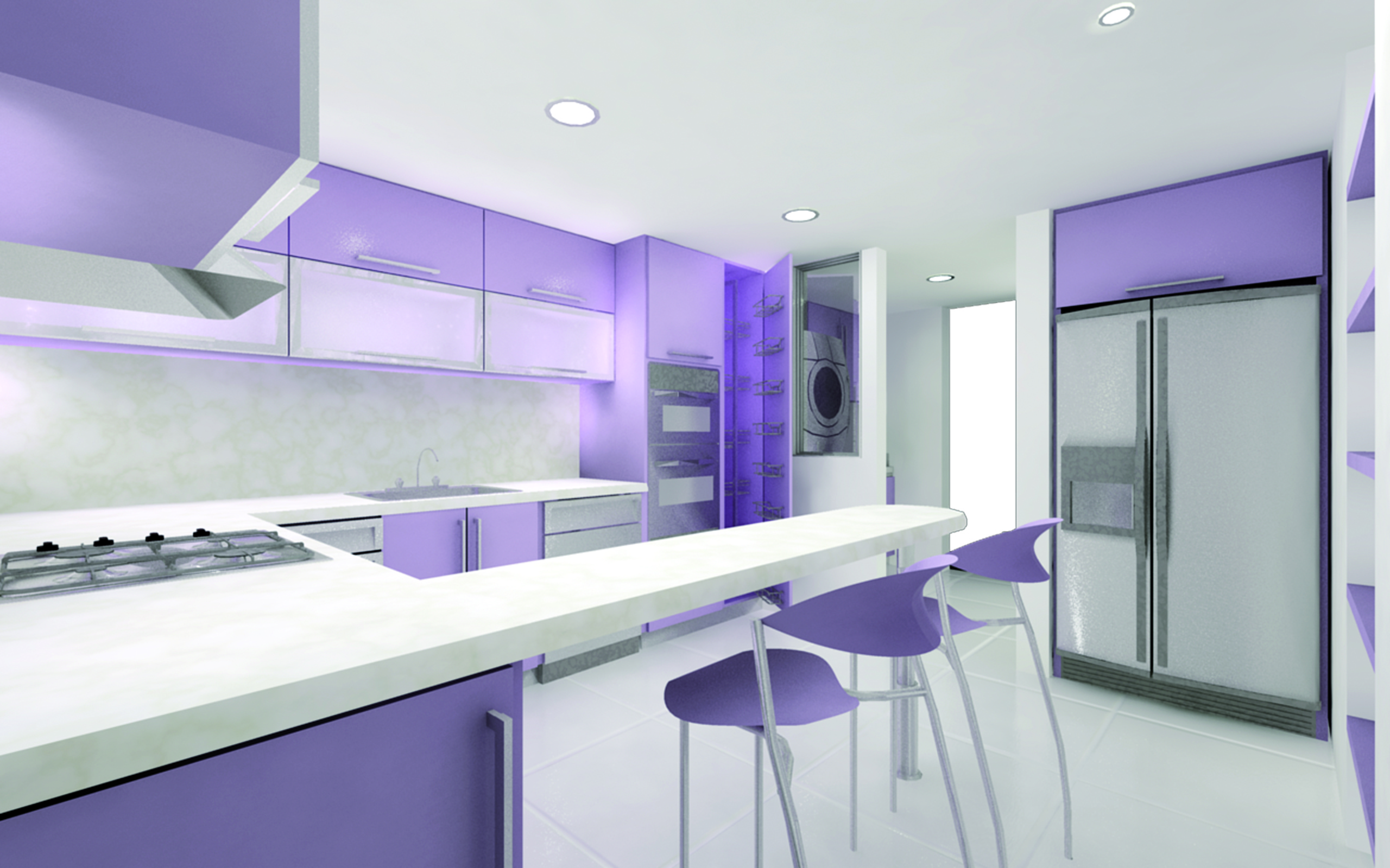 Фиолетовый стиль кухни