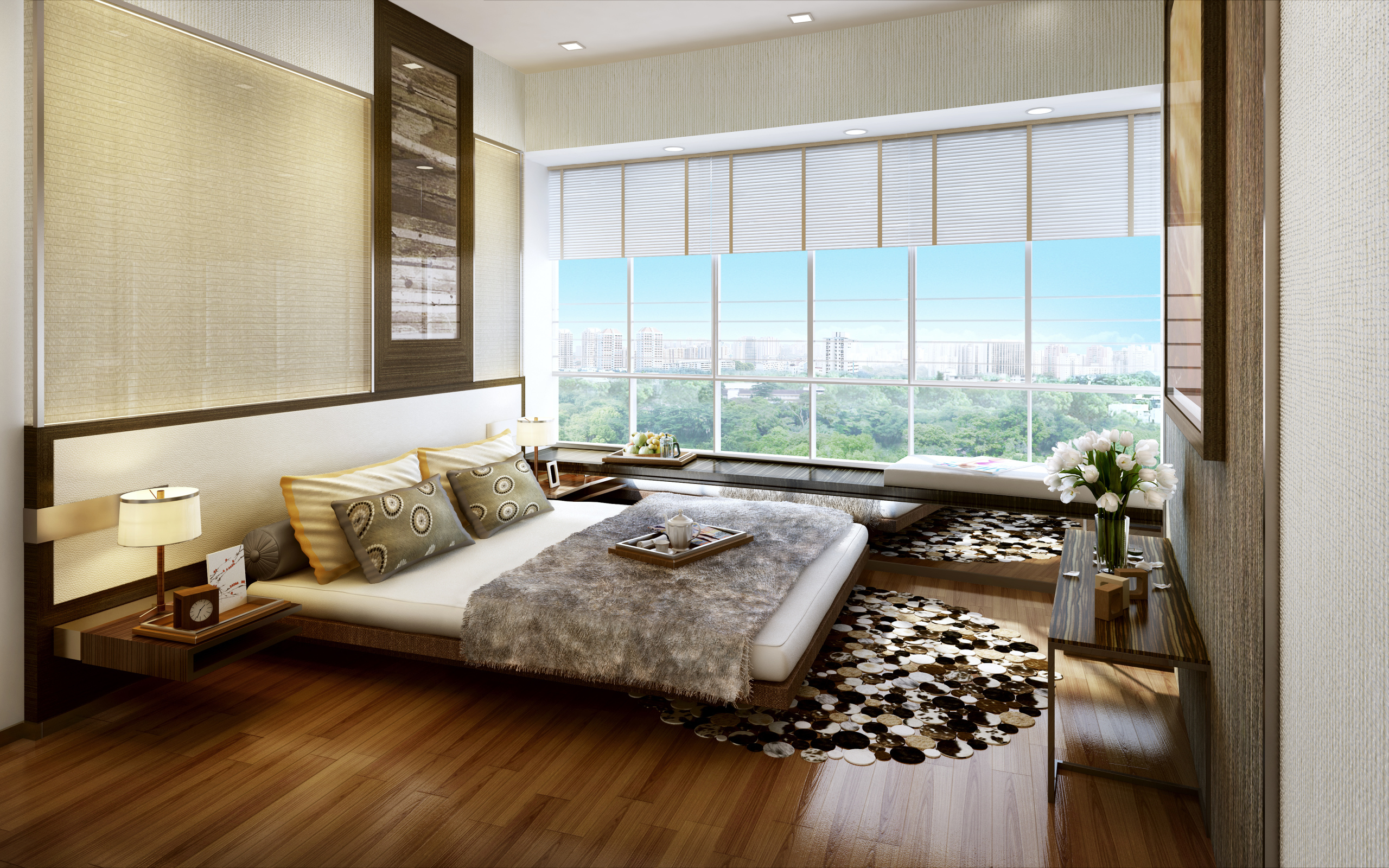 Окно на всю стену в спальне