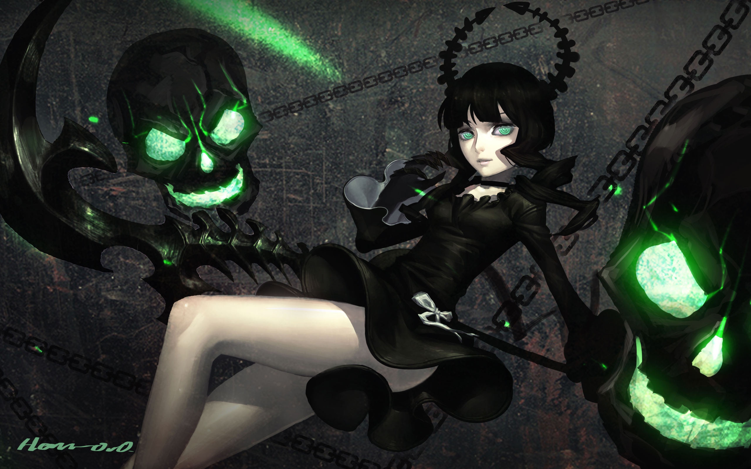 Зеленые черепа в аниме Black Rock Shooter