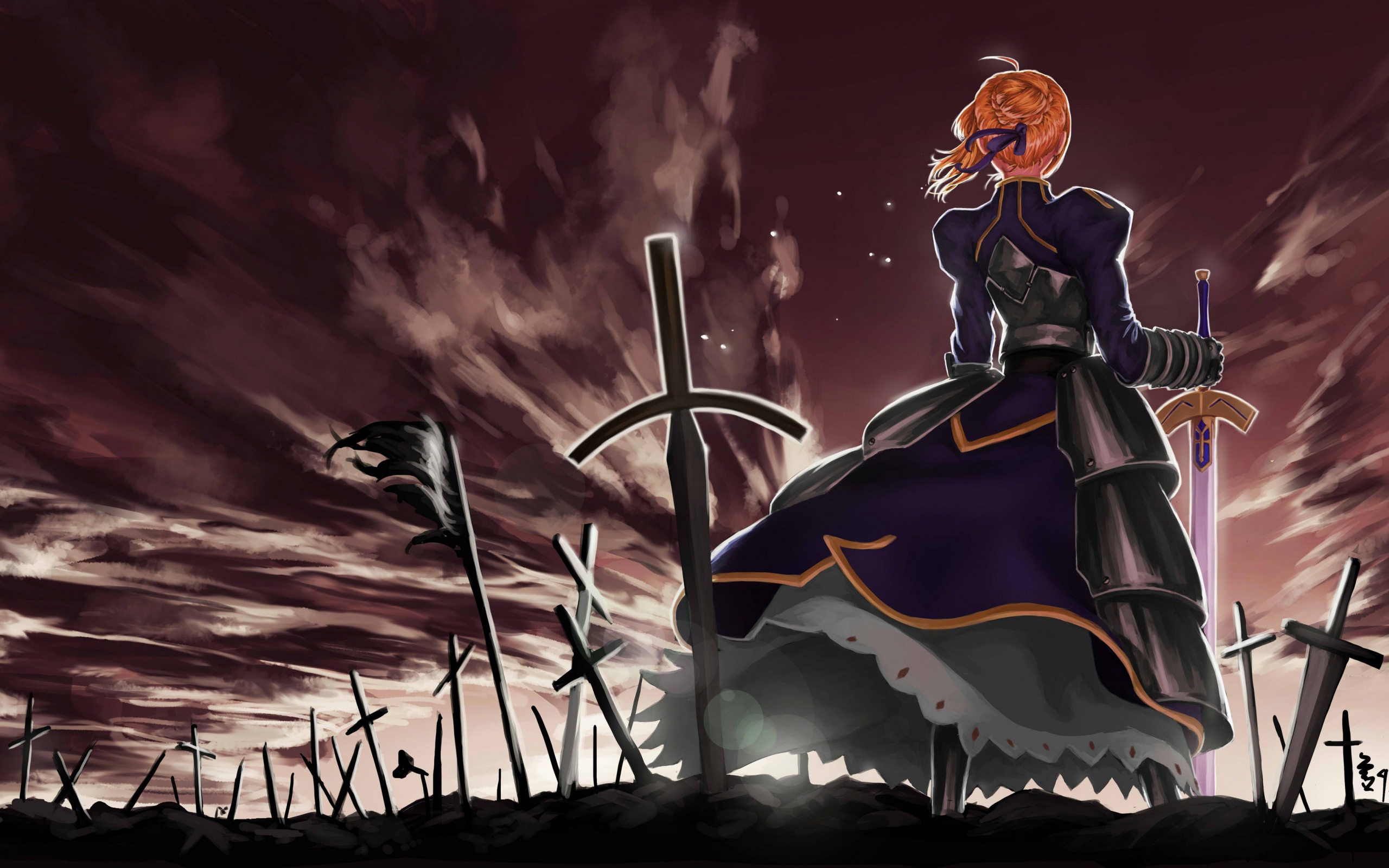 Мечи погибших воинов на поле битвы, аниме