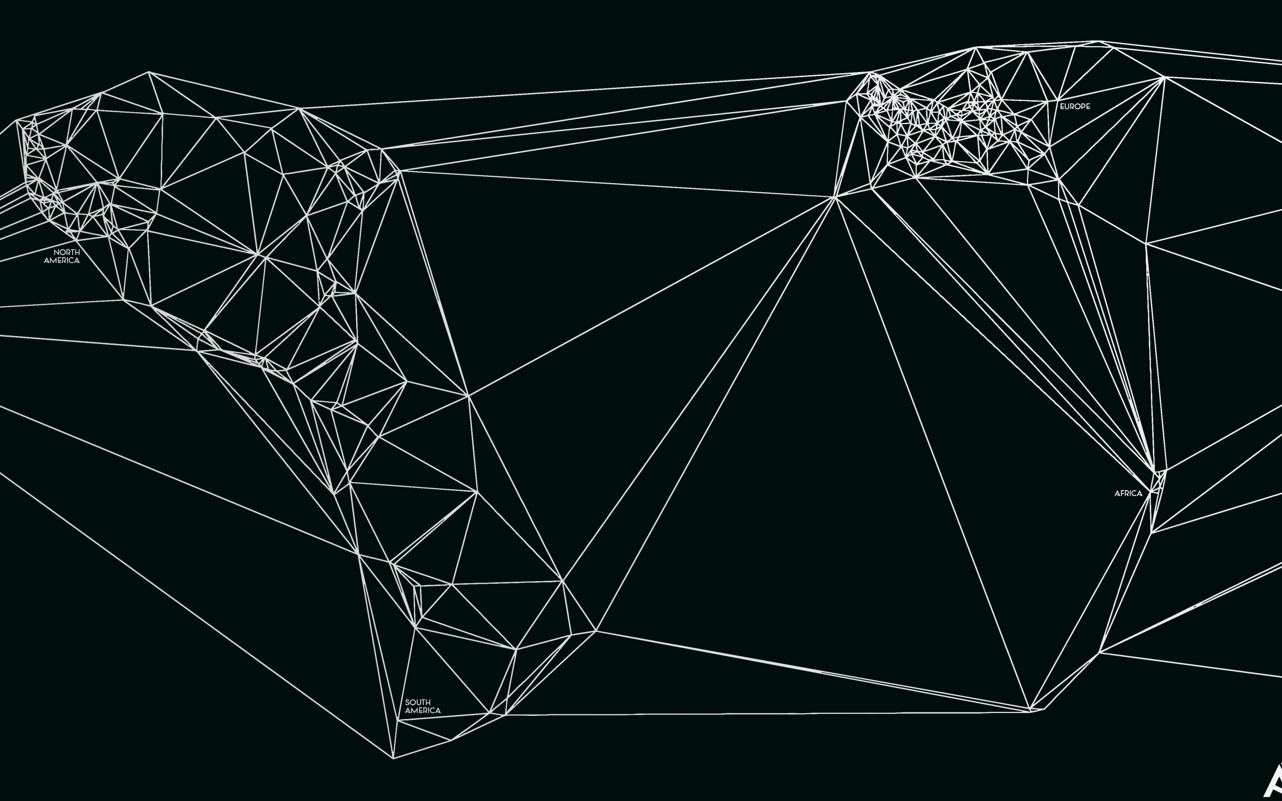 Геометрическая карта мира Nicholas Felton, черный фон