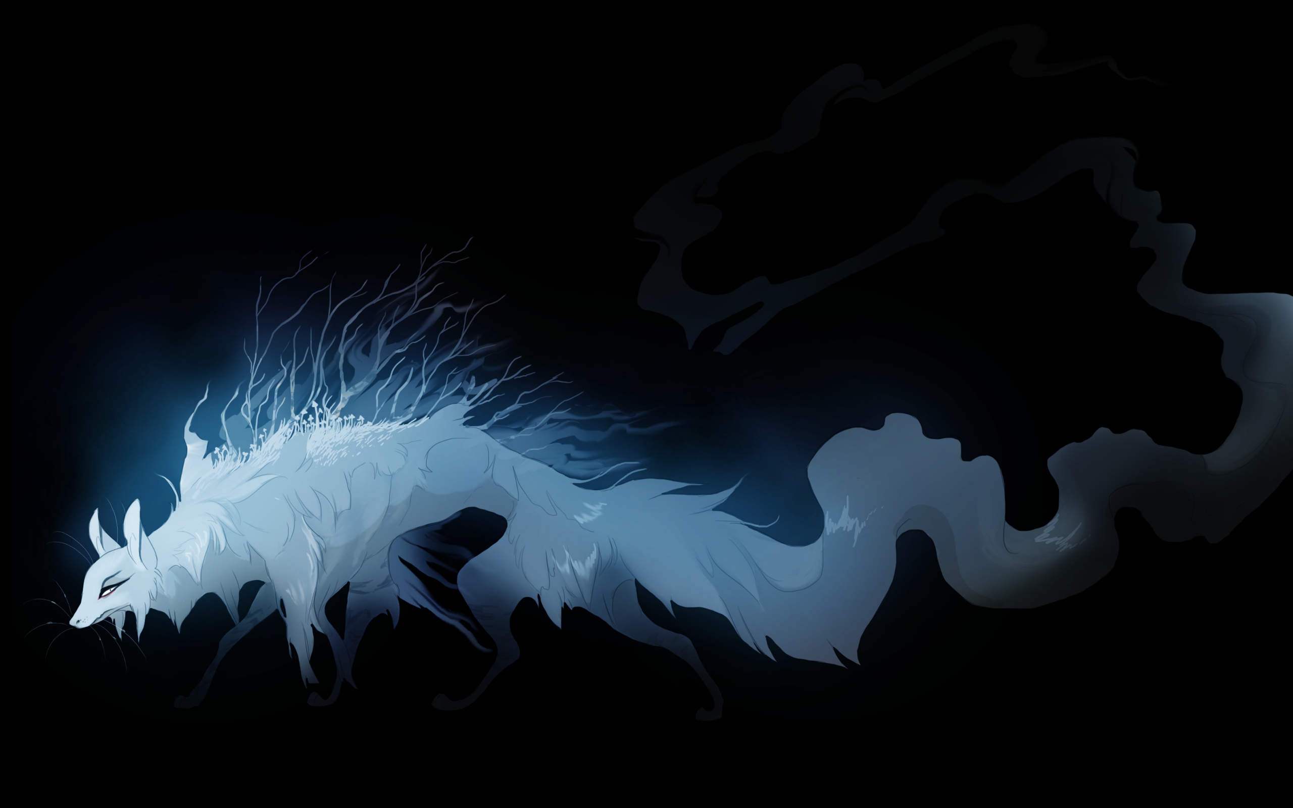 Фантастическое животное из тьмы на черном фоне