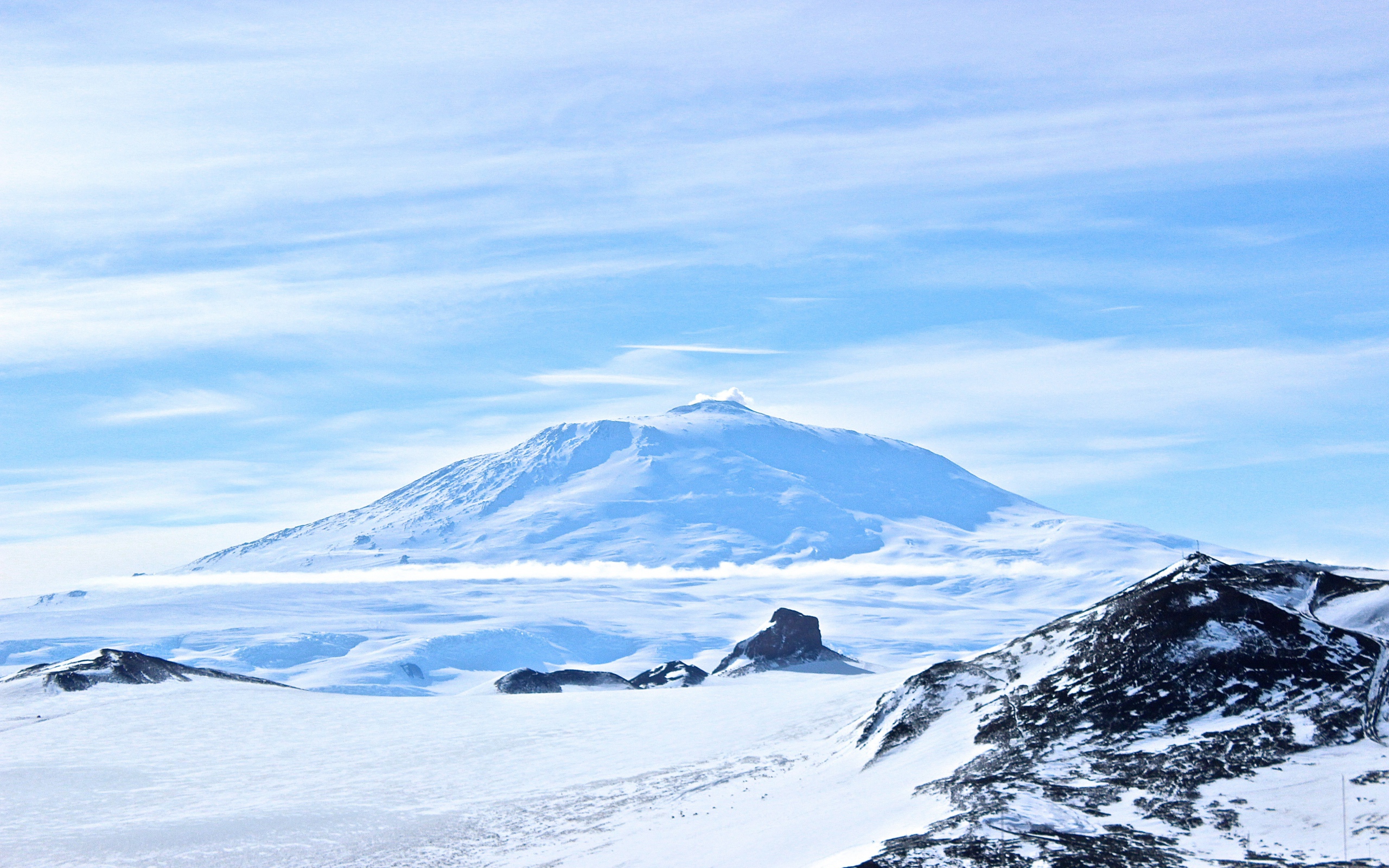 Snow-covered volcano Erebus, Antarctica