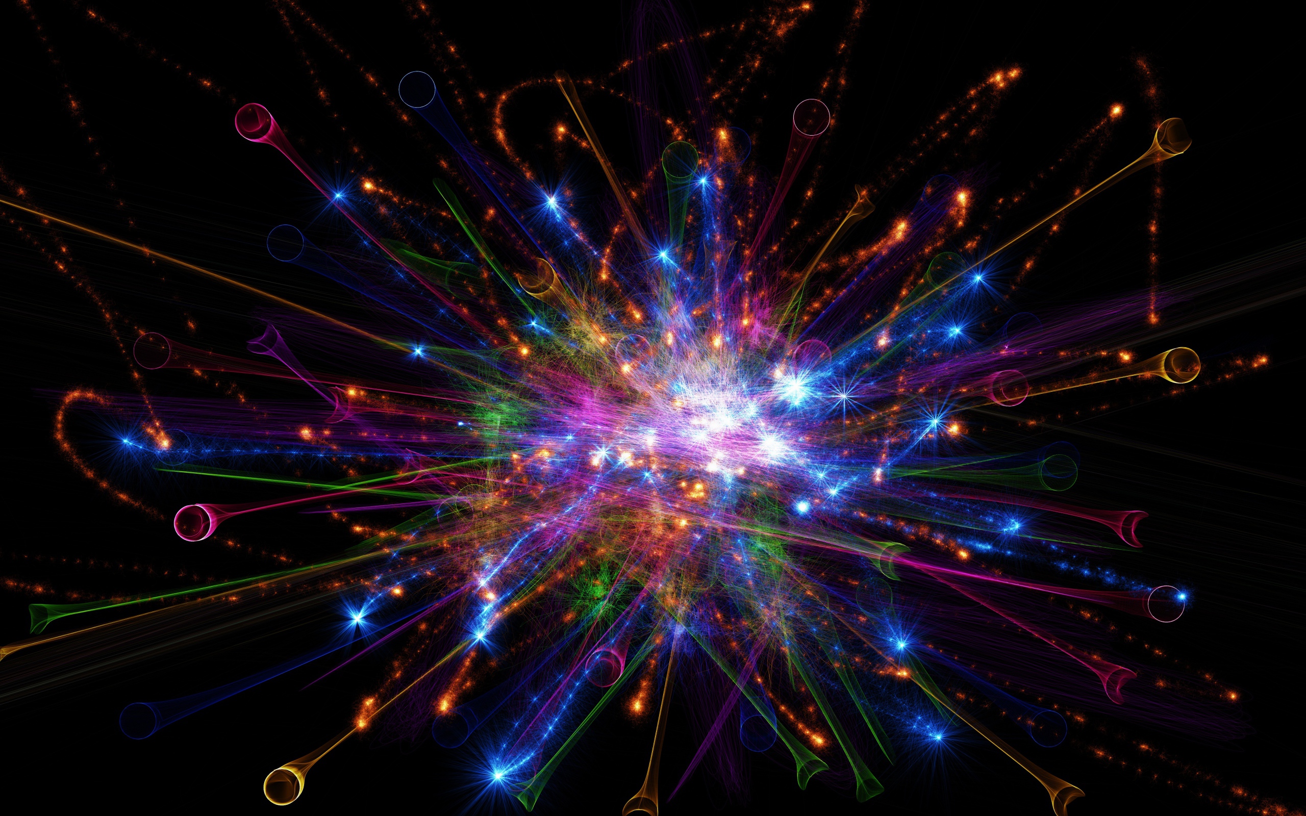 Яркие абстрактные лучи на черном фоне