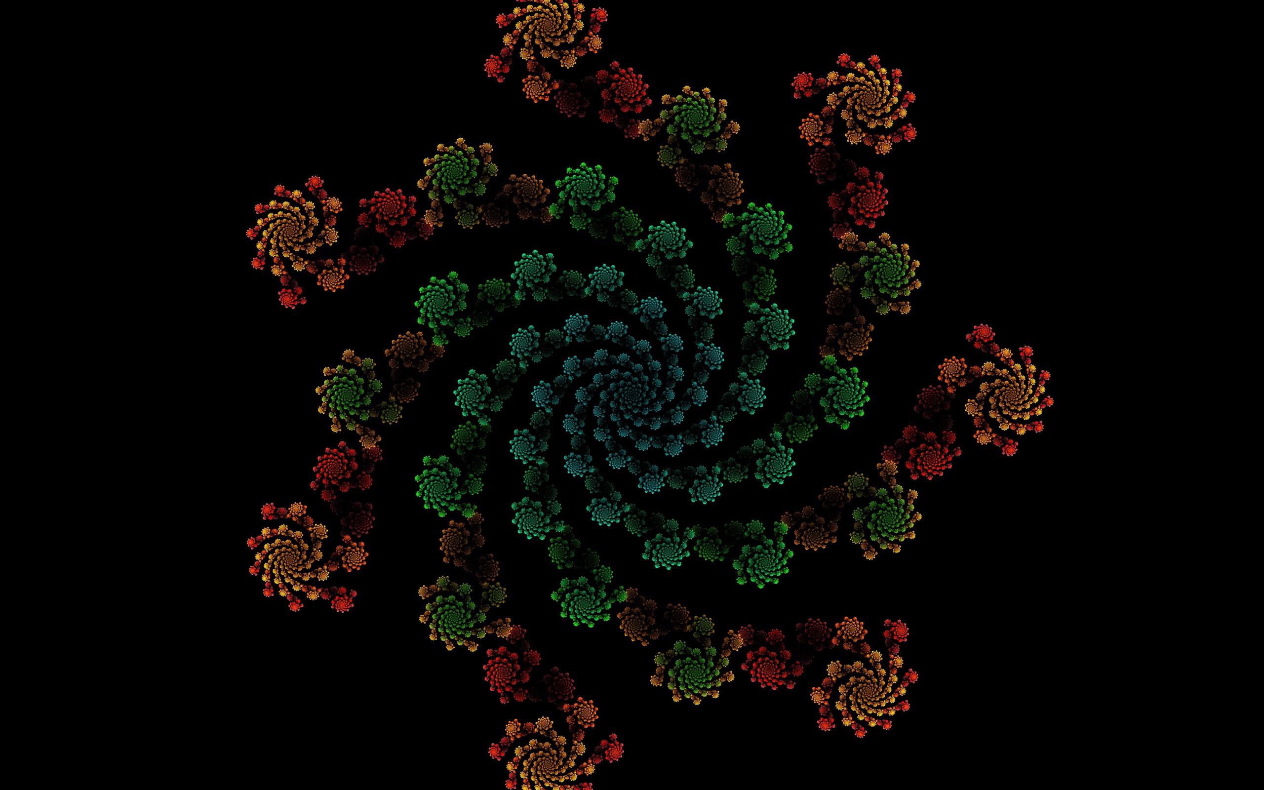 Узорный фрактальный рисунок на черном фоне