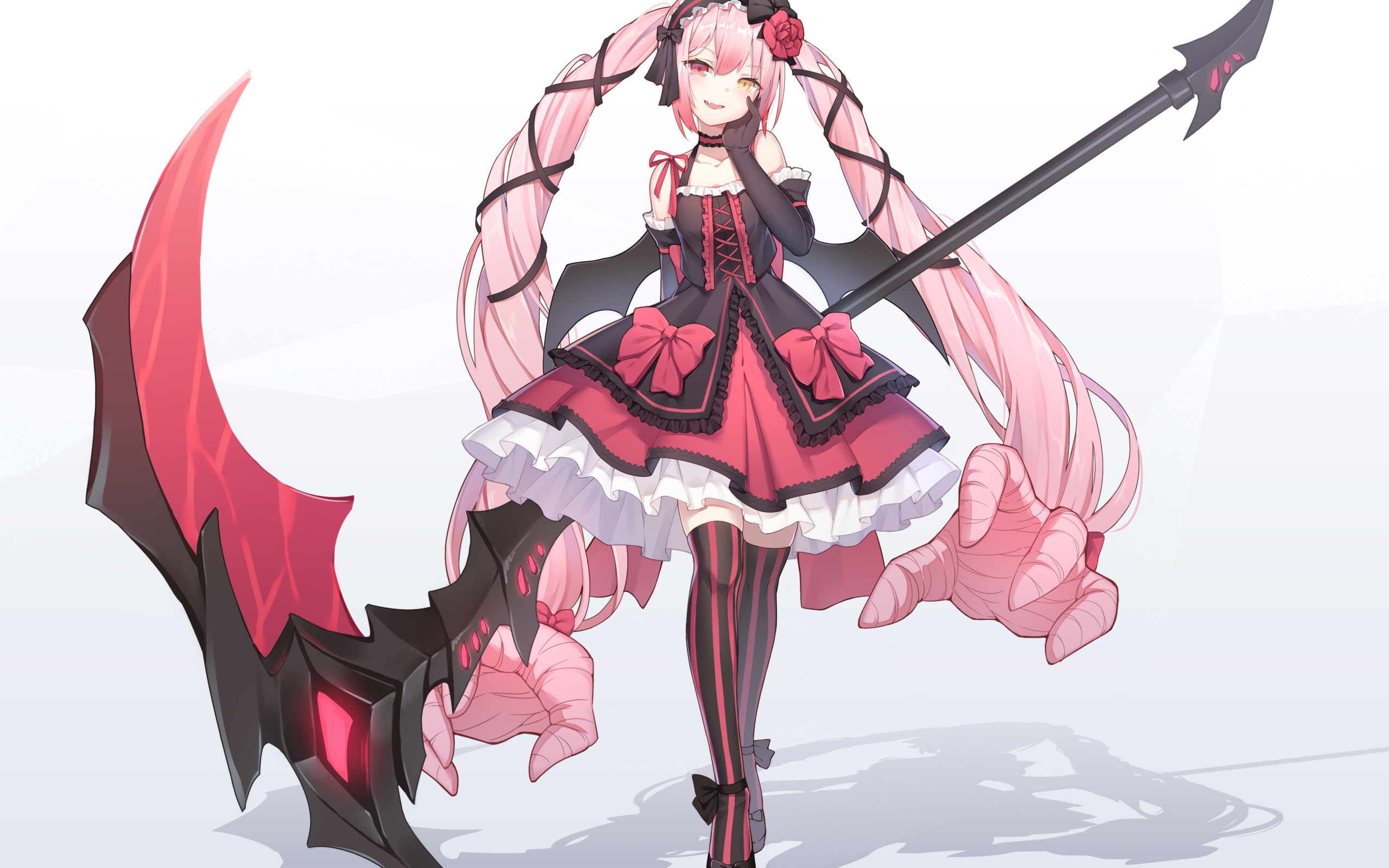 Девушка аниме с длинными розовыми волосами