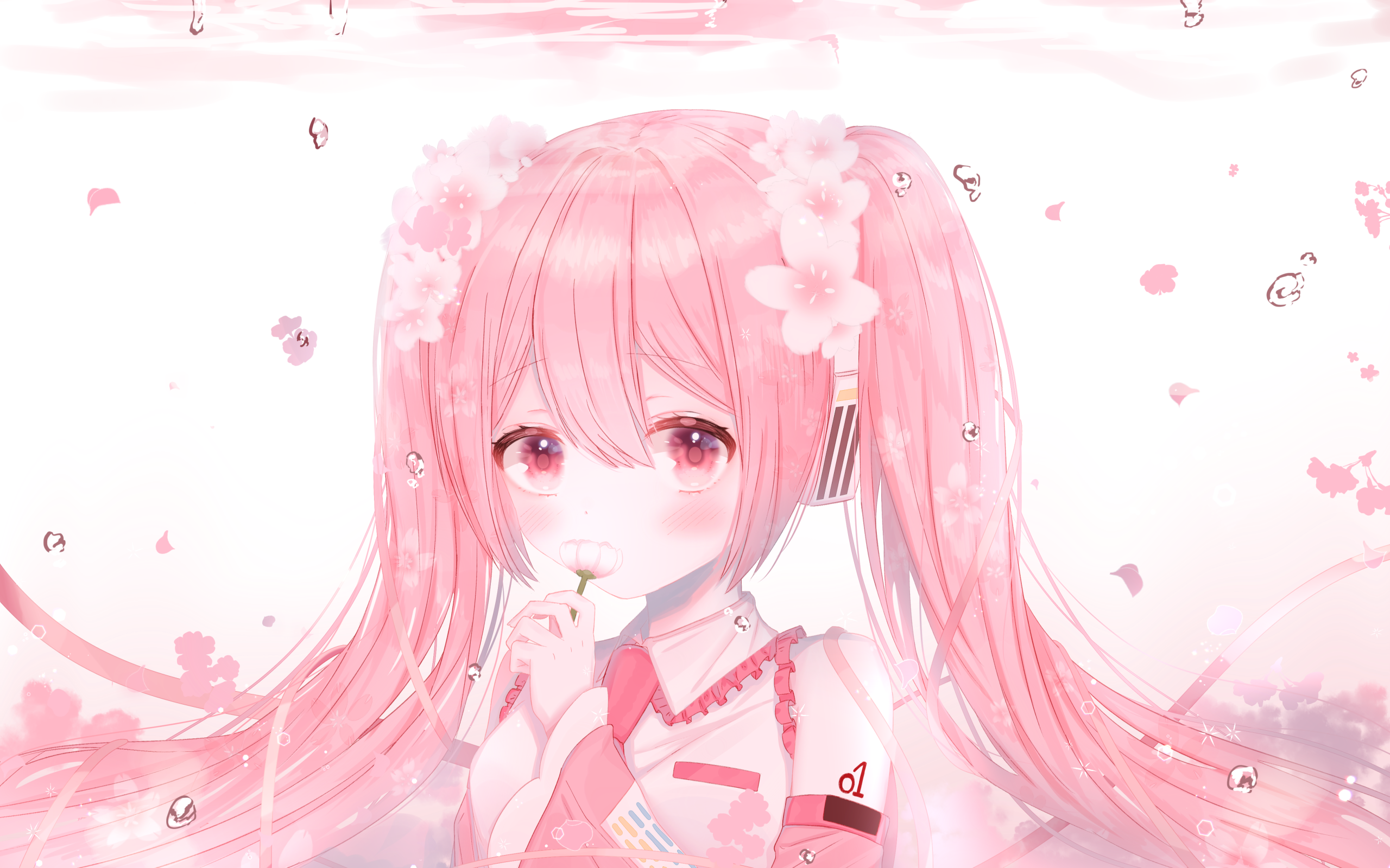 Girl Sakura Miku with pink hair anime Vocaloid