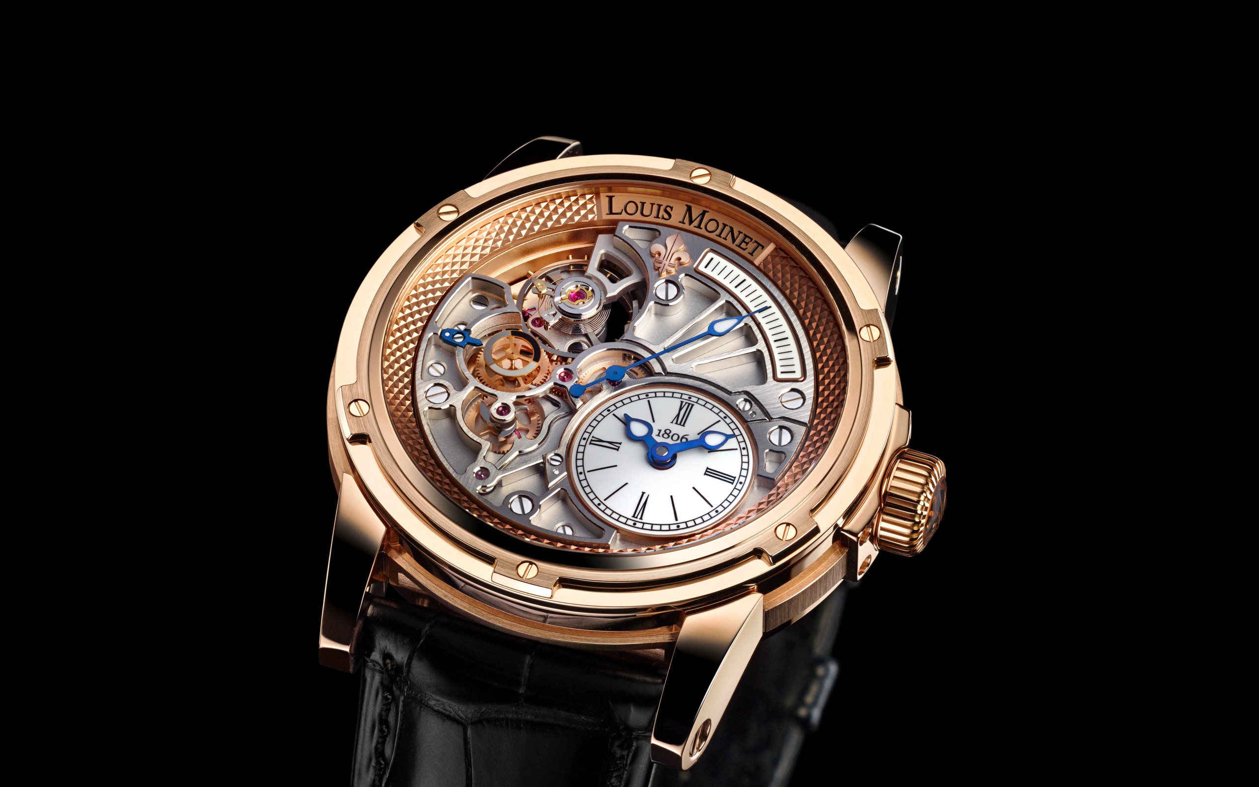 Наручные часы Louis Moinet на черном фоне