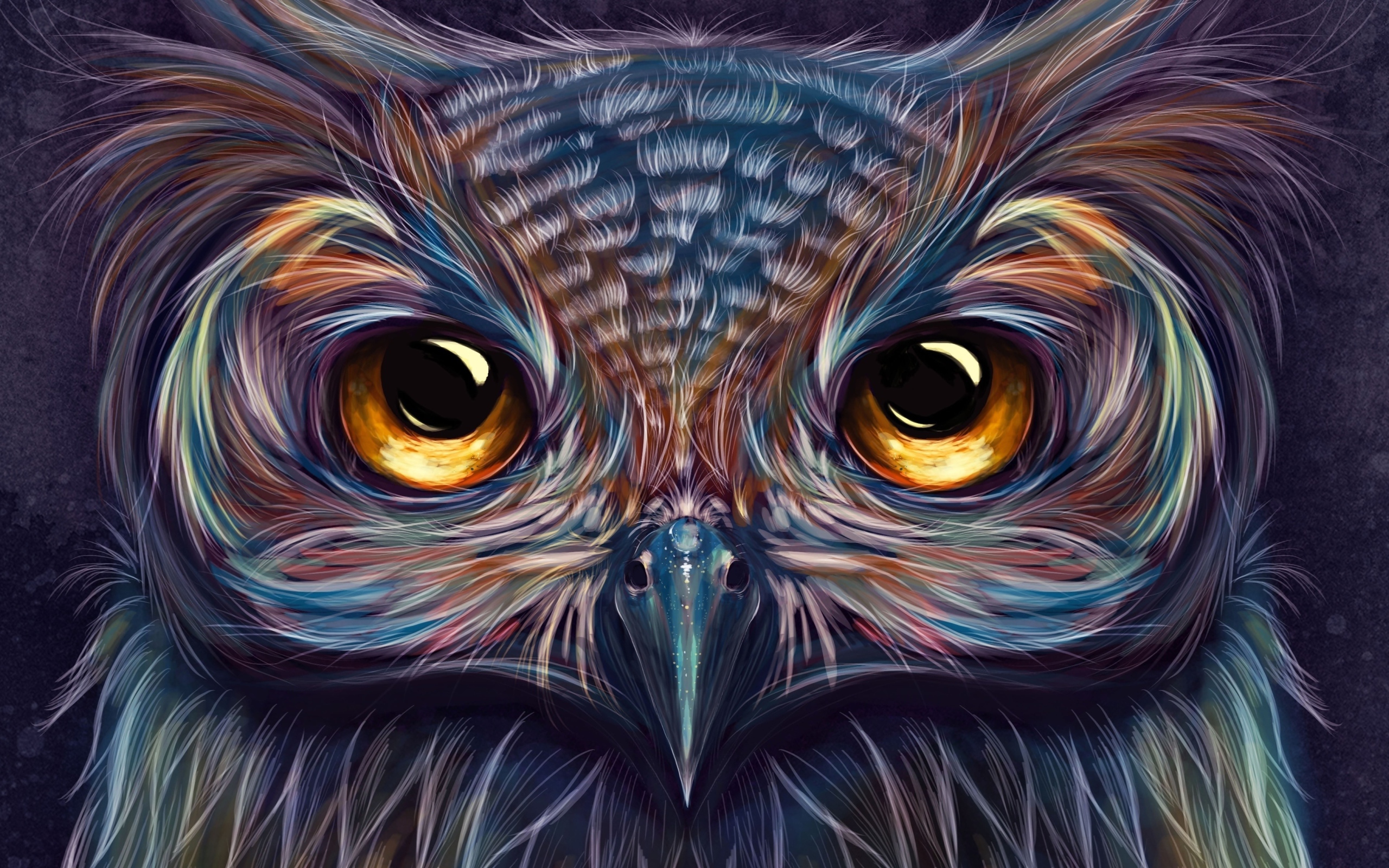 Красивая нарисованная сова с коричневыми глазами