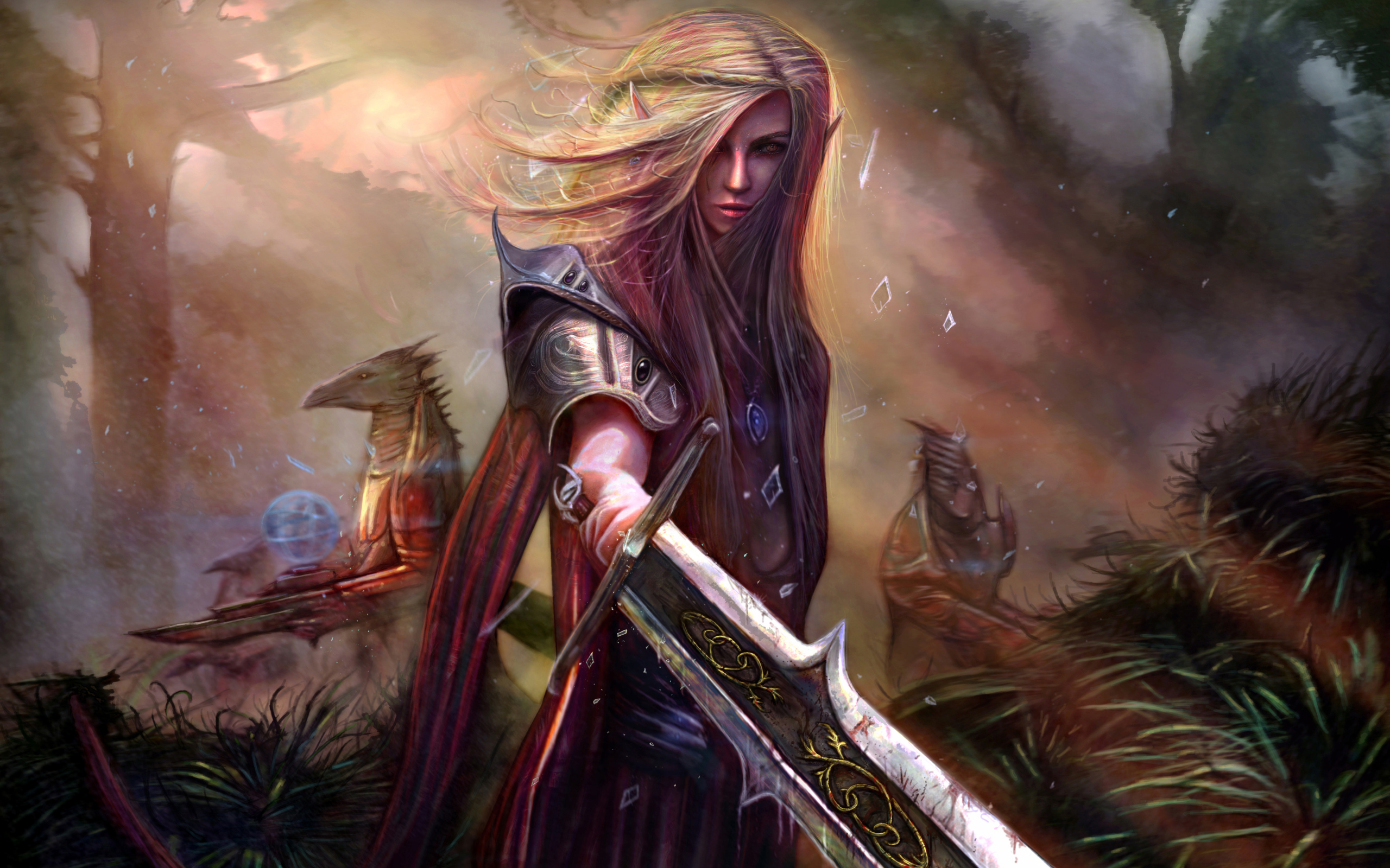 Woman warrior with sword, fantasy