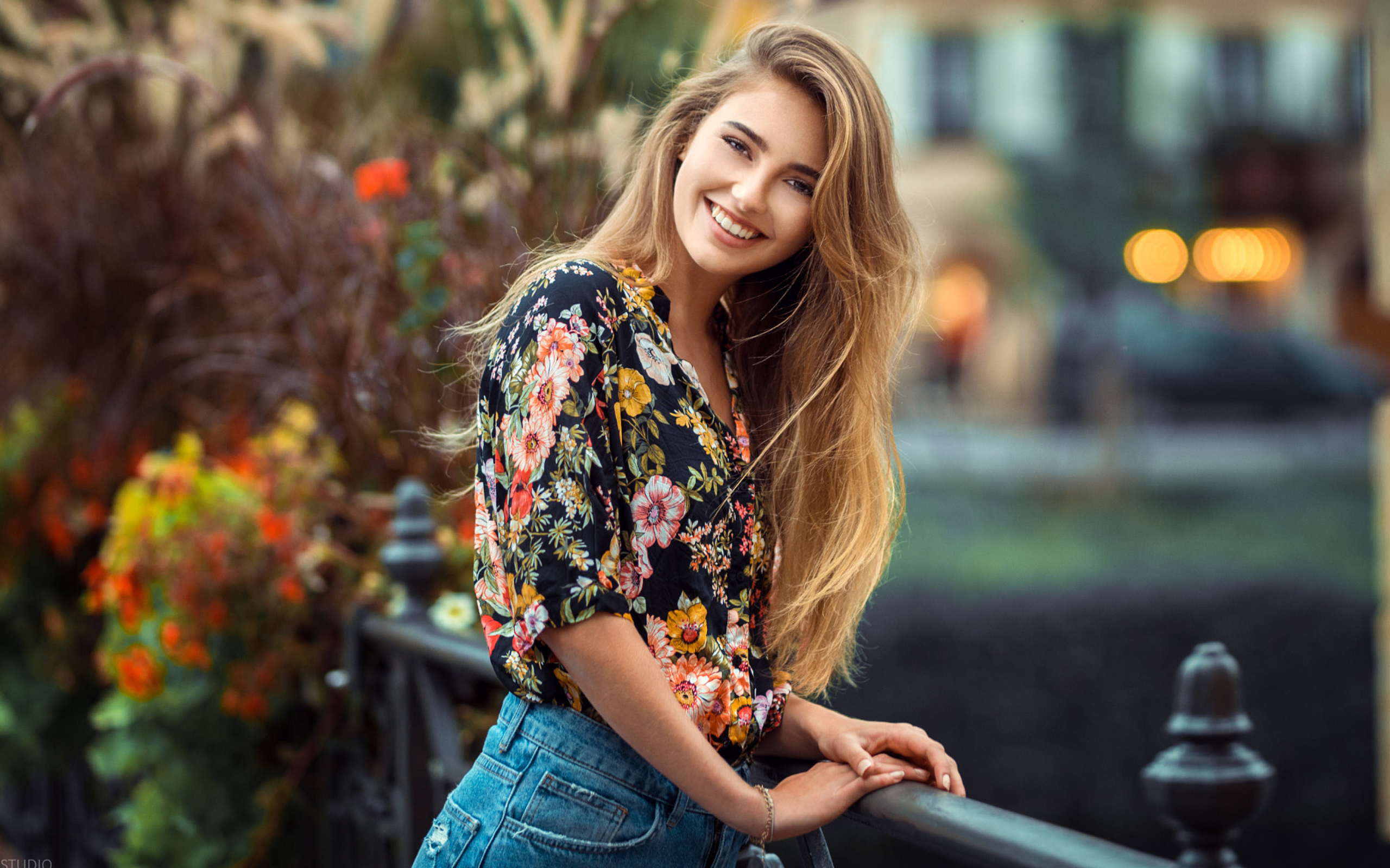 Smiling girl with long hair