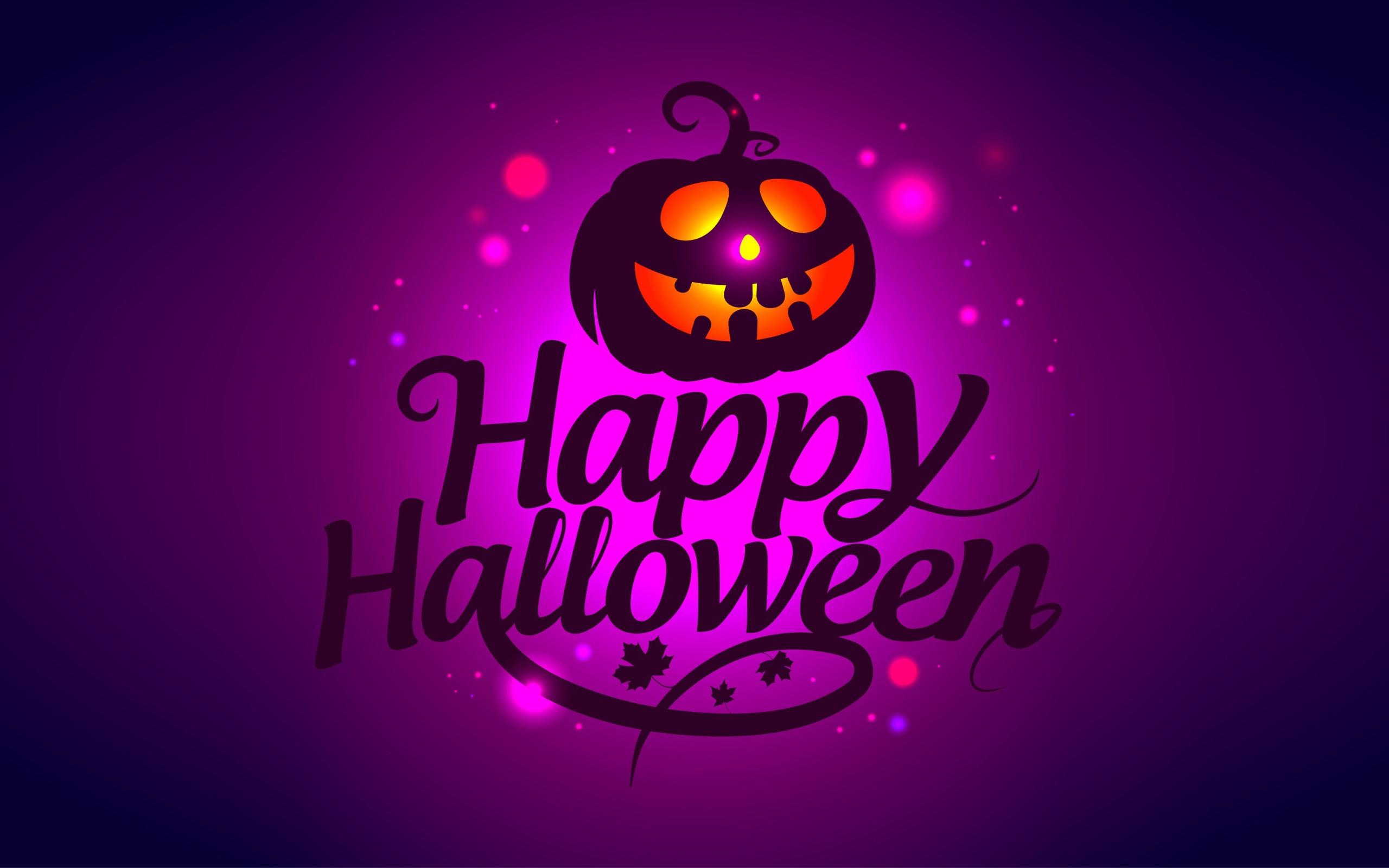 Тыква на сиреневом фоне с надписью Счастливого Хэллоуина