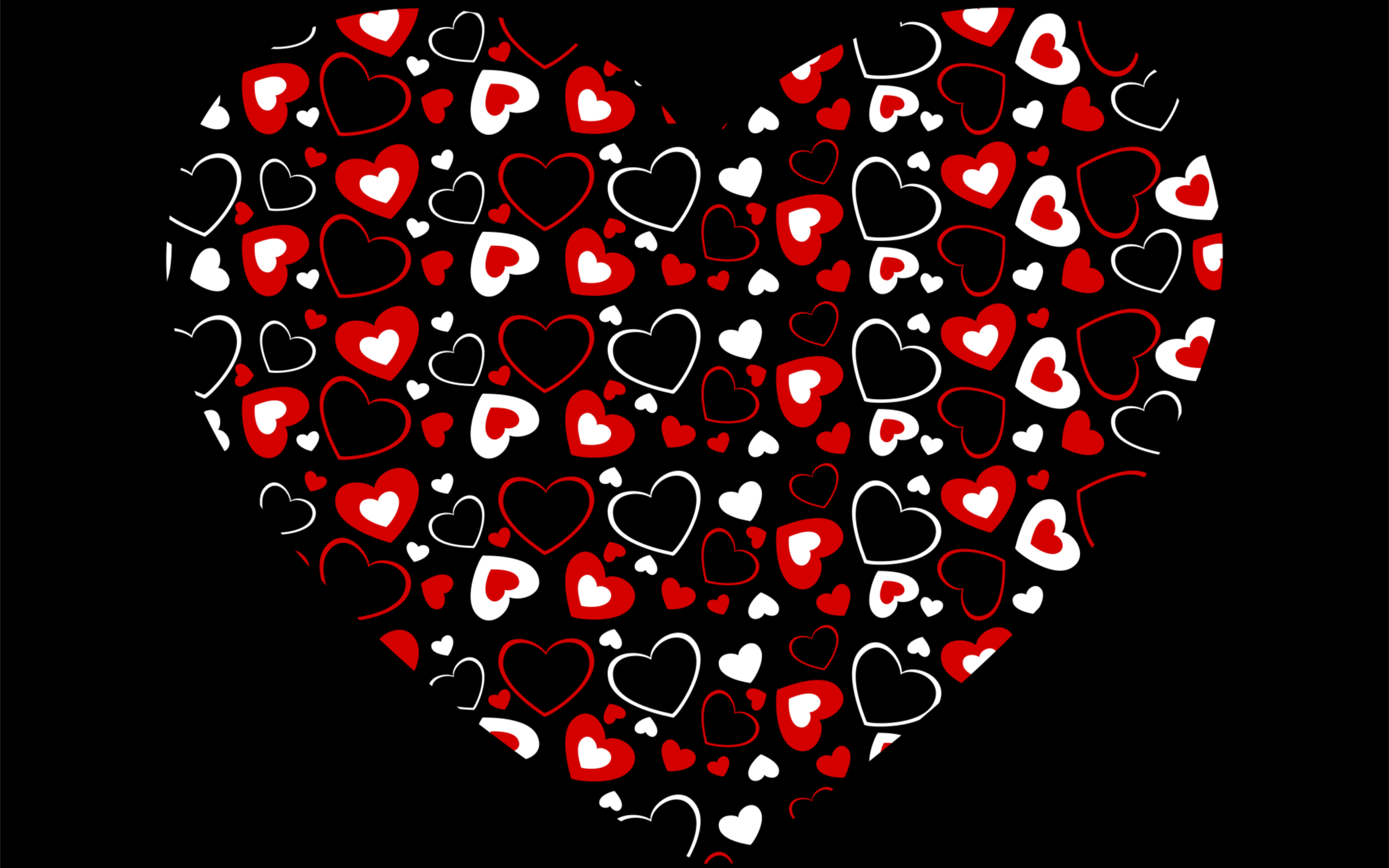 Разноцветное сердце на черном фоне