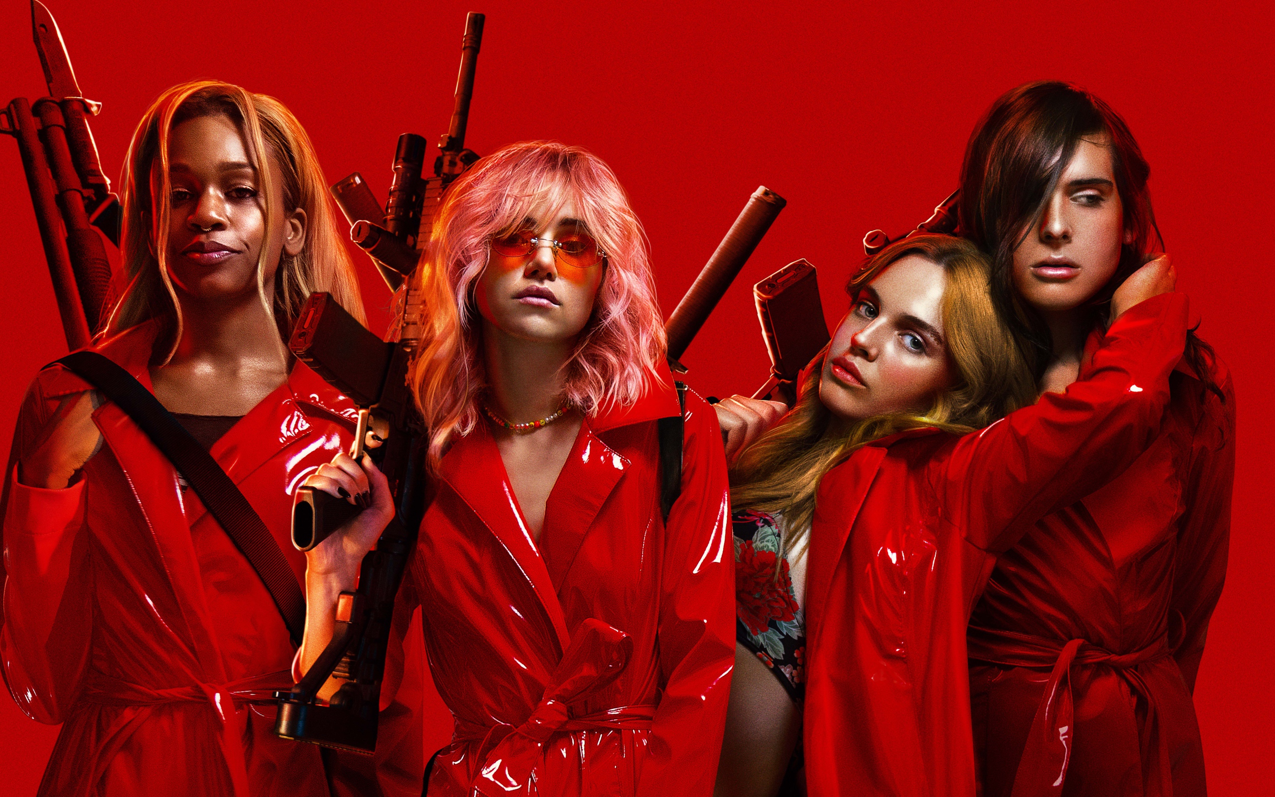 Постер фильма Нация убийц, 2018 на красном фоне