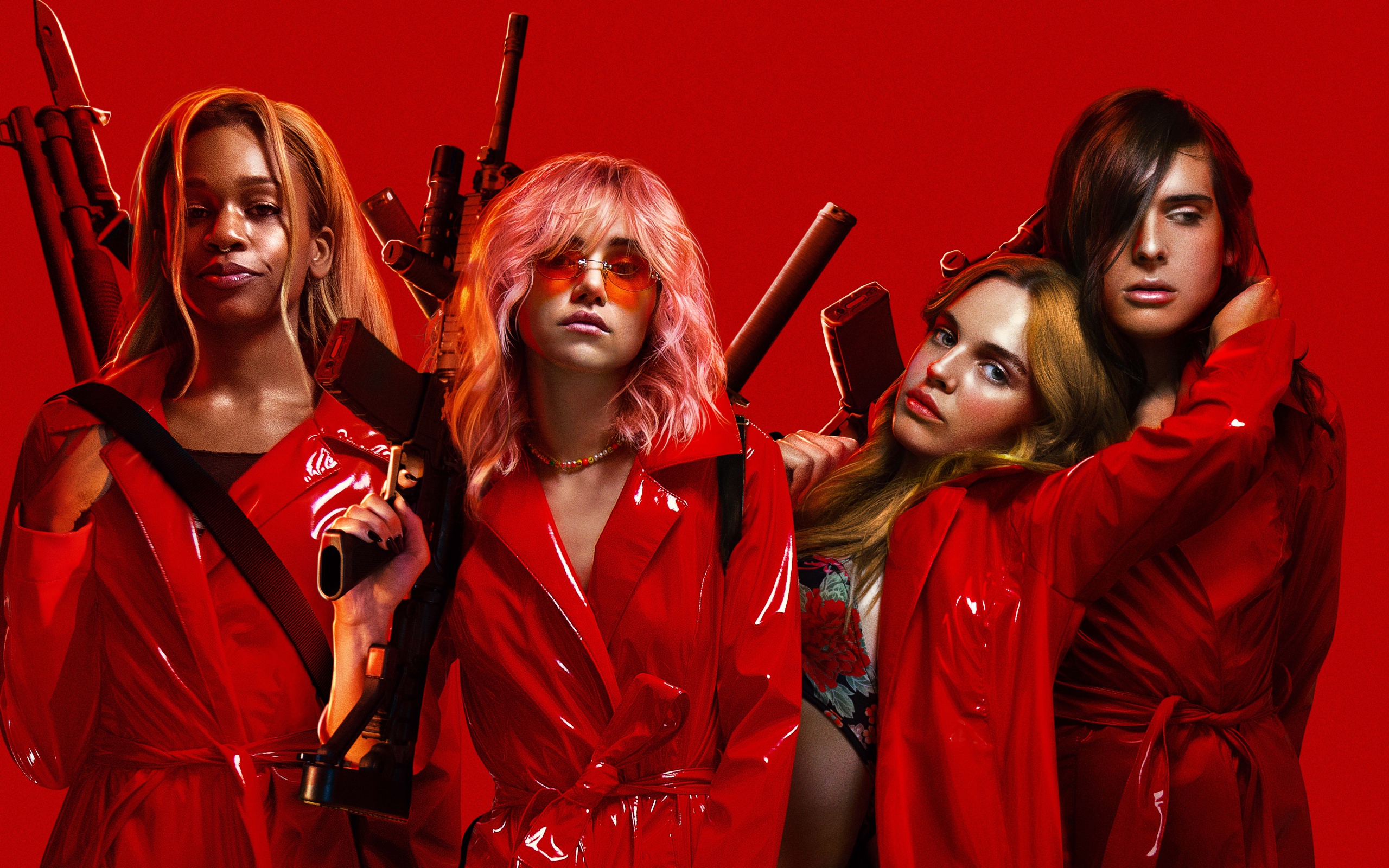 Постер фильма Нация убийц, 2018 на красном фоне