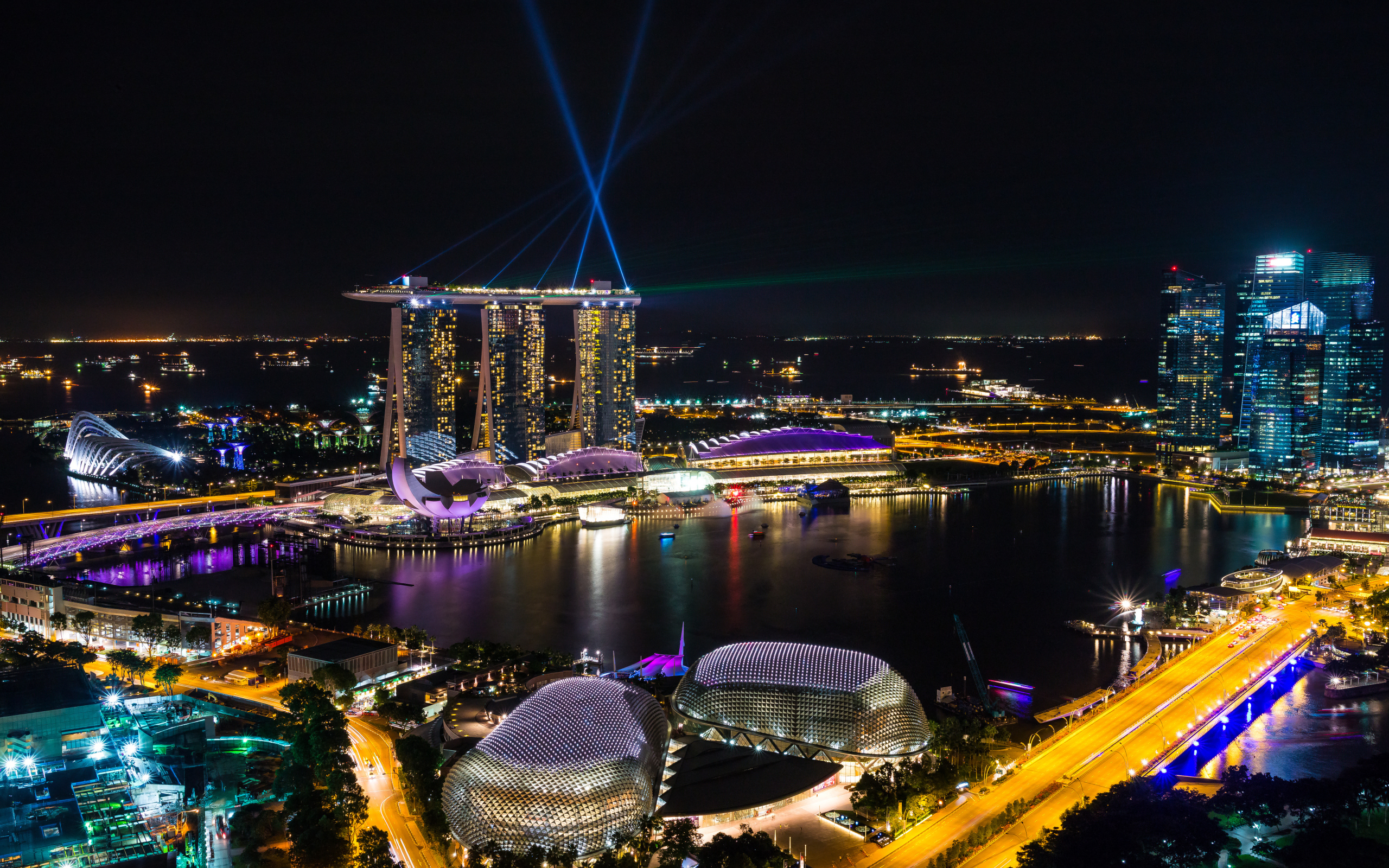 Marina Bay Bay Night Lights Singapore, Asia