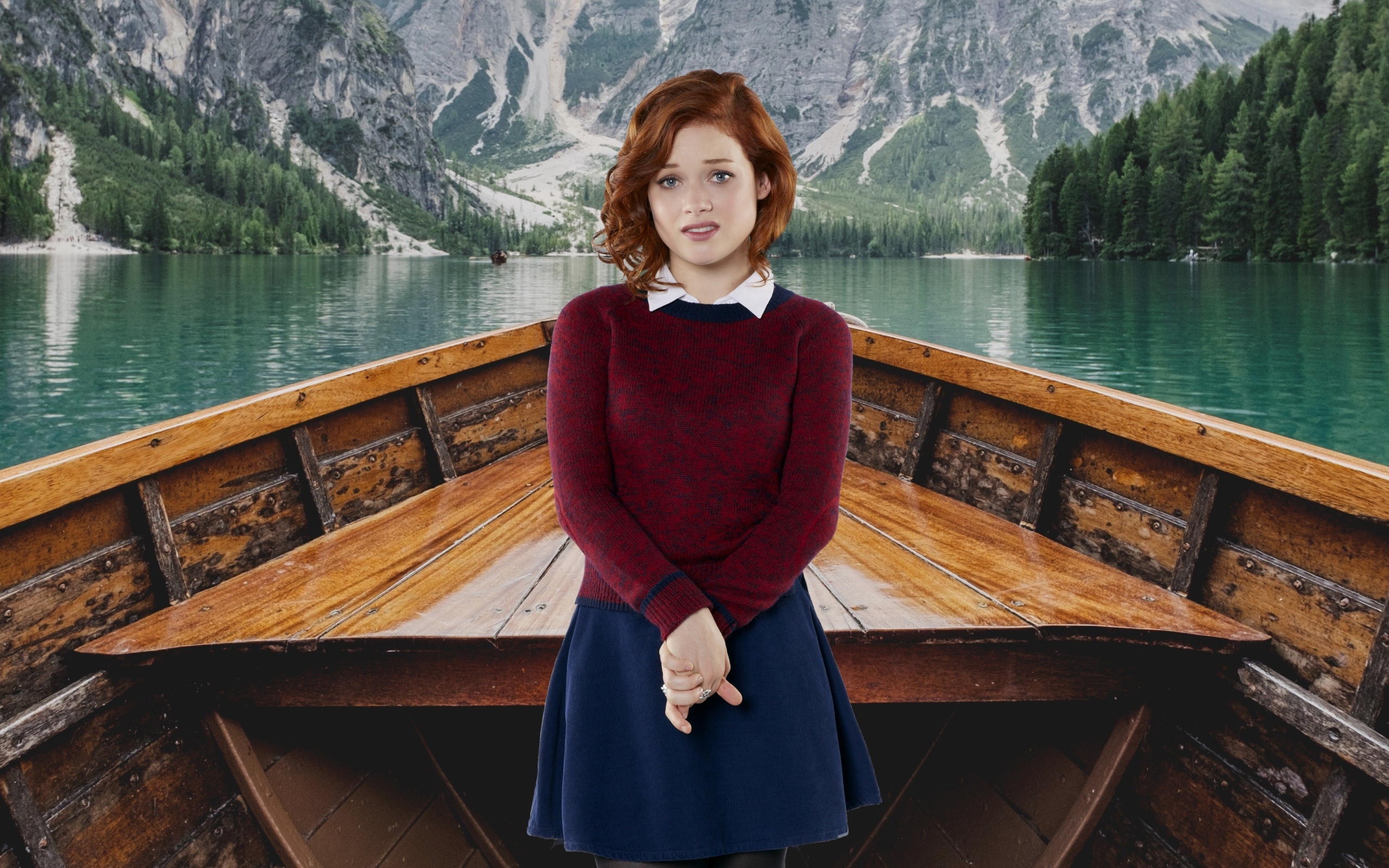 Американская актриса Джейн Леви в лодке