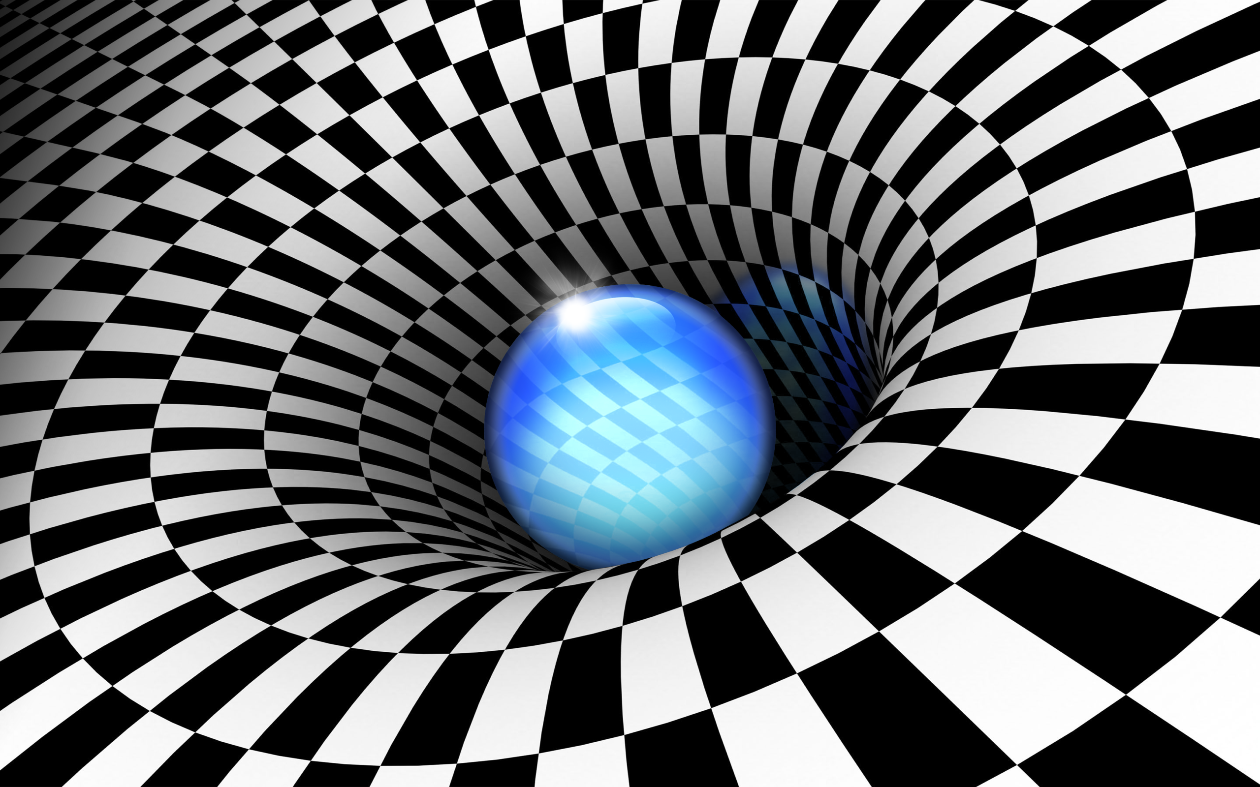 Черно - белая воронка с неоновым шаром