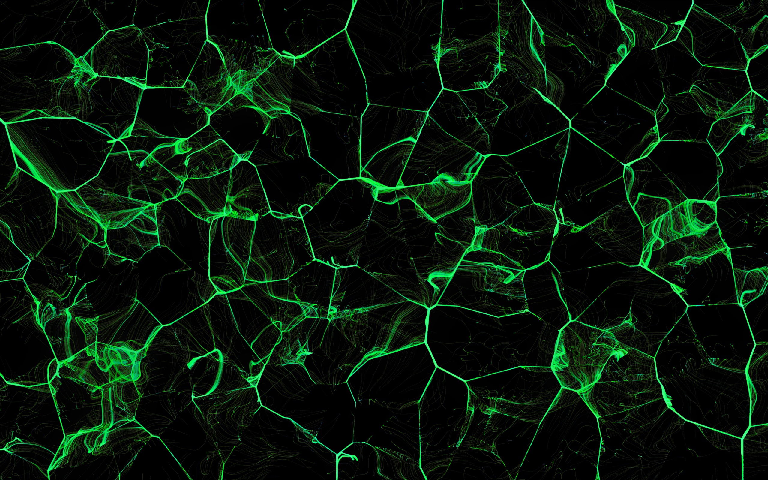 Зеленые абстрактные линии на черном фоне