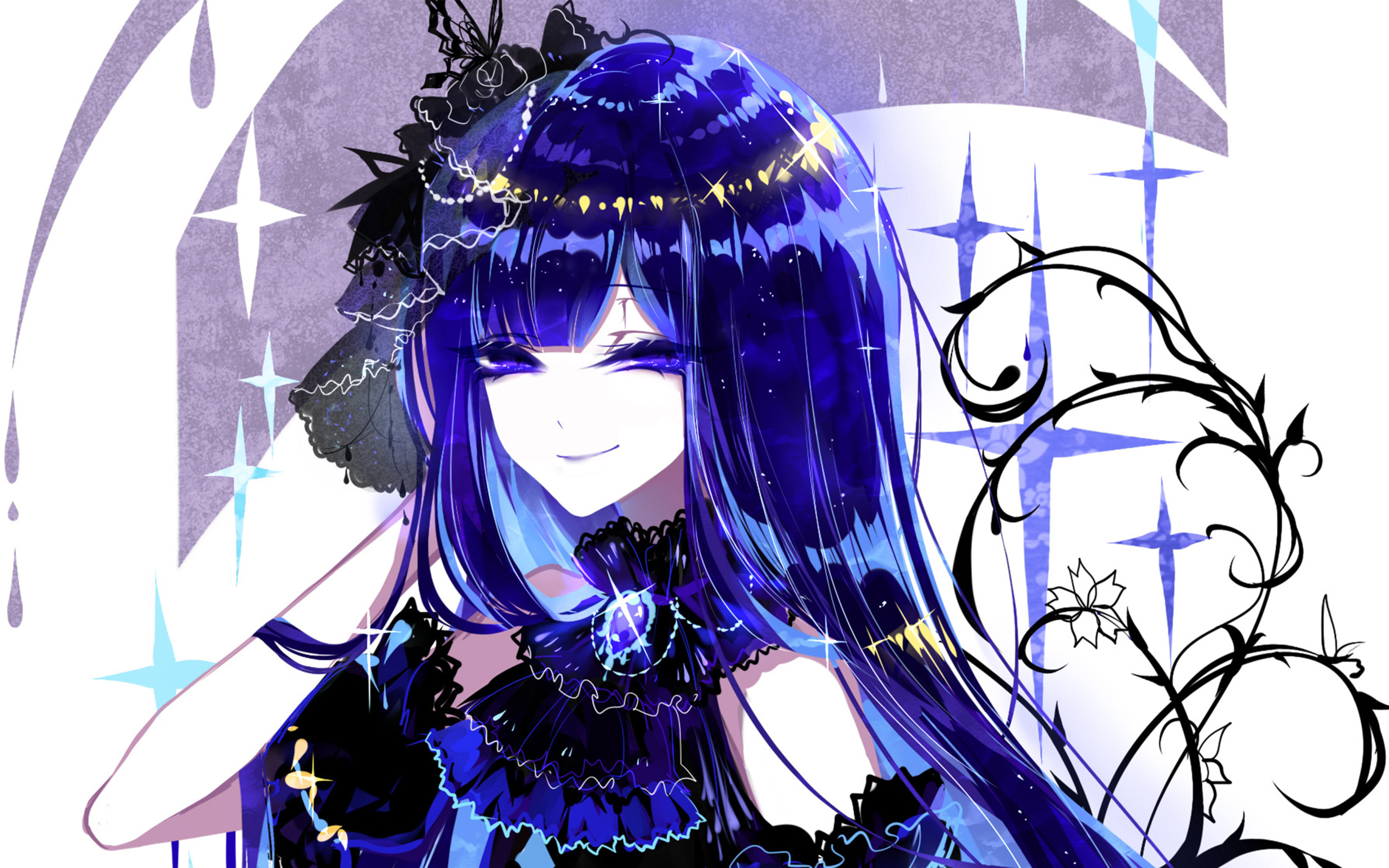 Девушка аниме с неоновыми волосами 