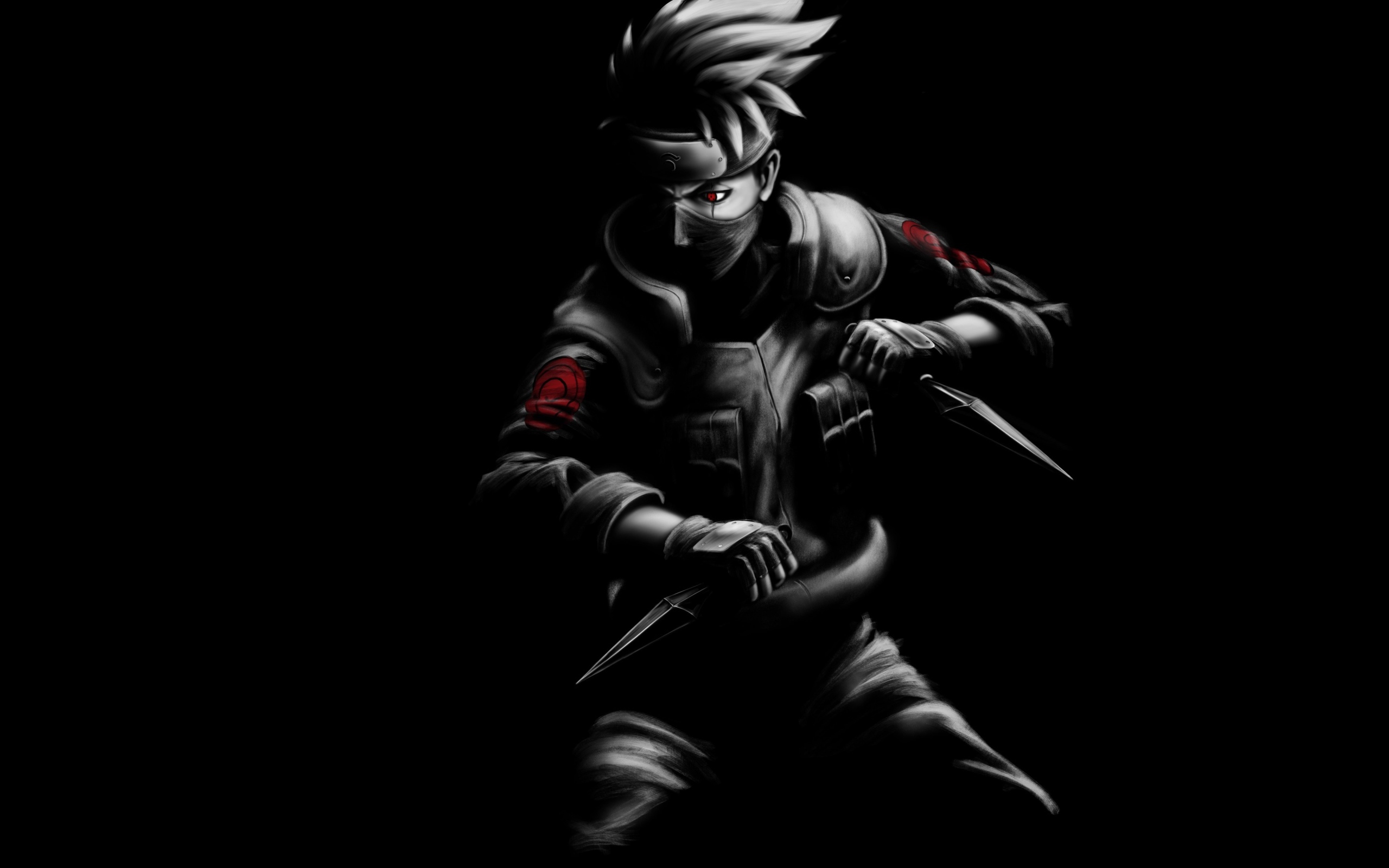 Character Kakashi Hatake on a black background anime Naruto