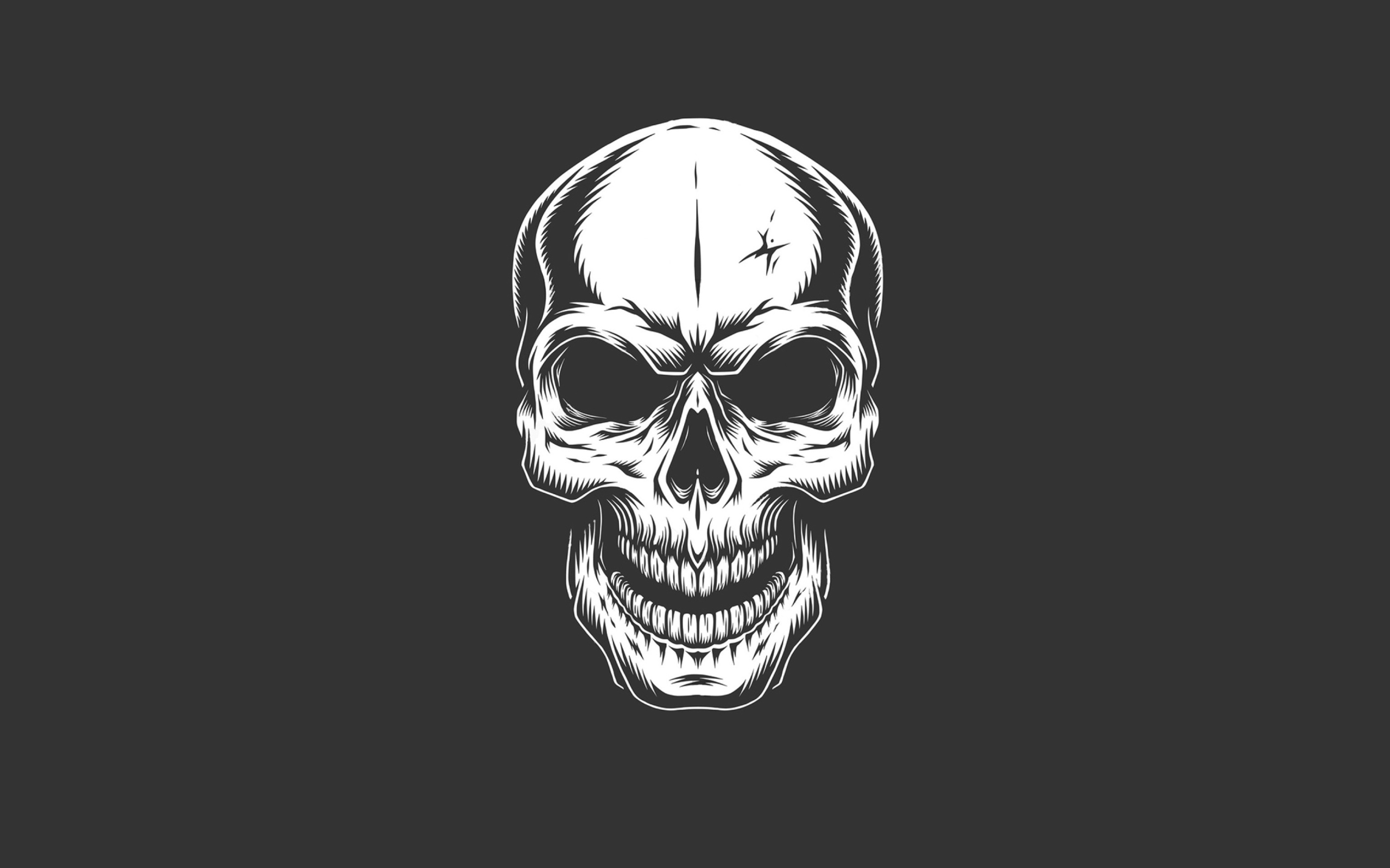 Белый нарисованный череп на сером фоне 