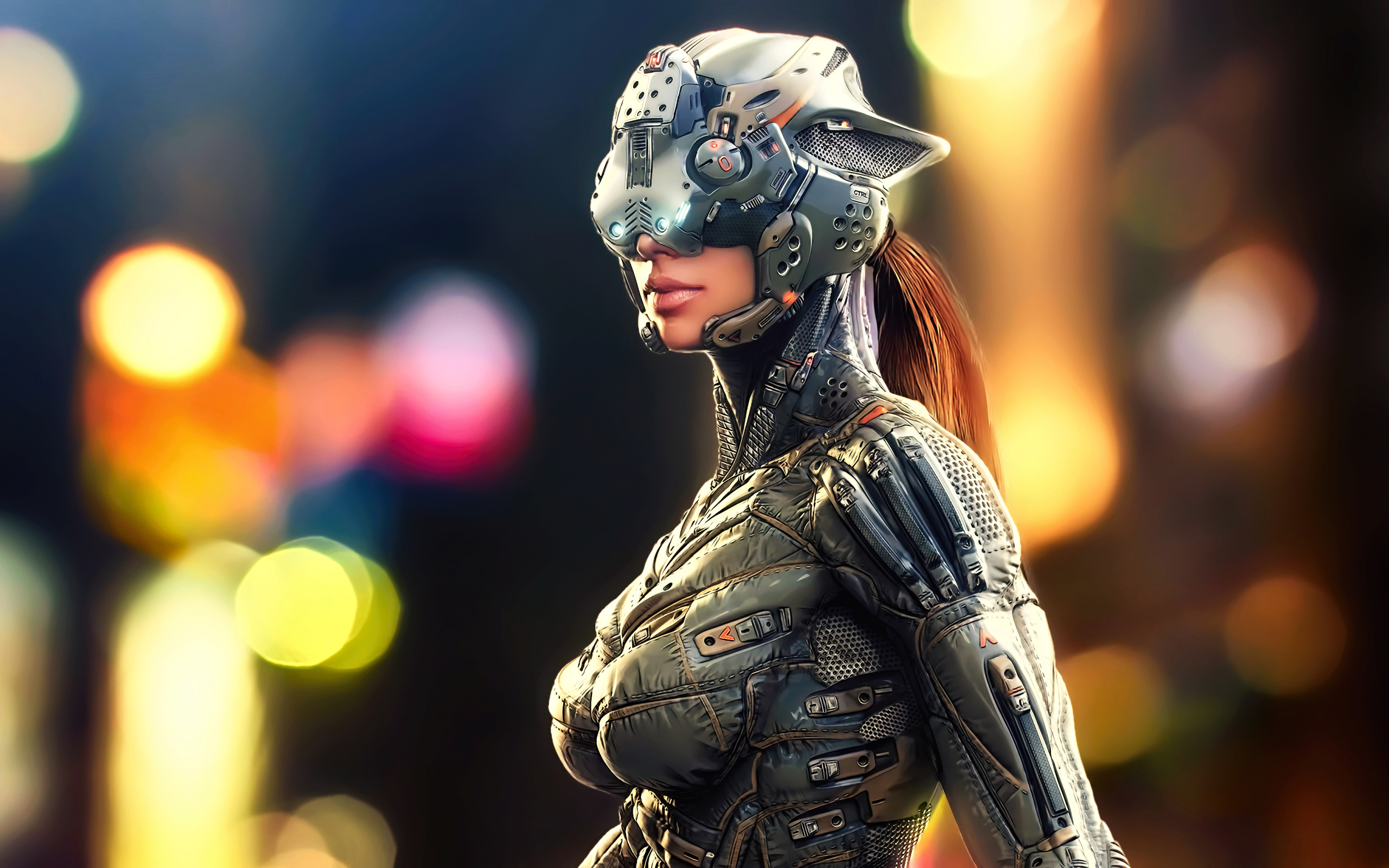 Девушка в костюме киборга