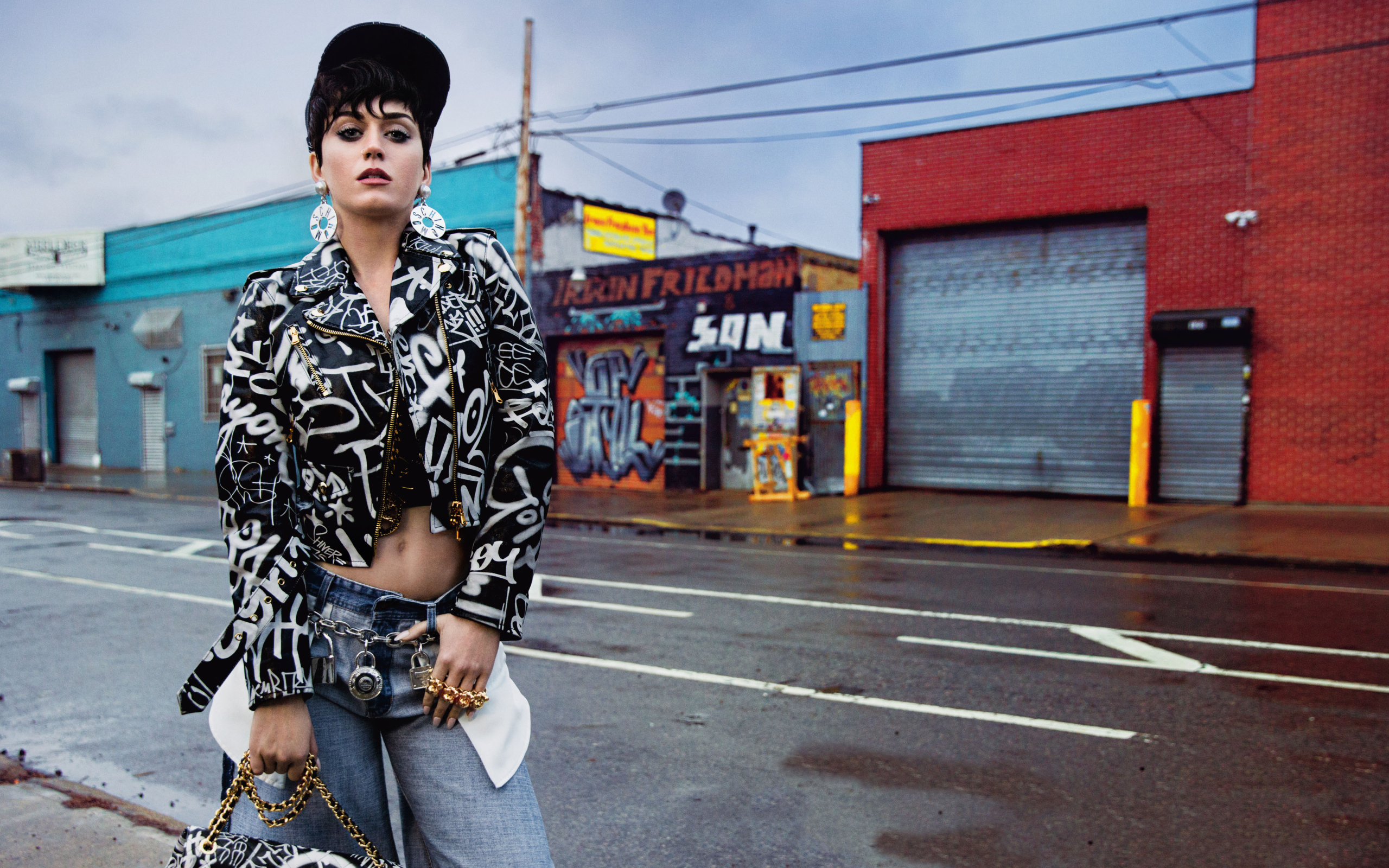 Певица Кэти Перри у дороги 