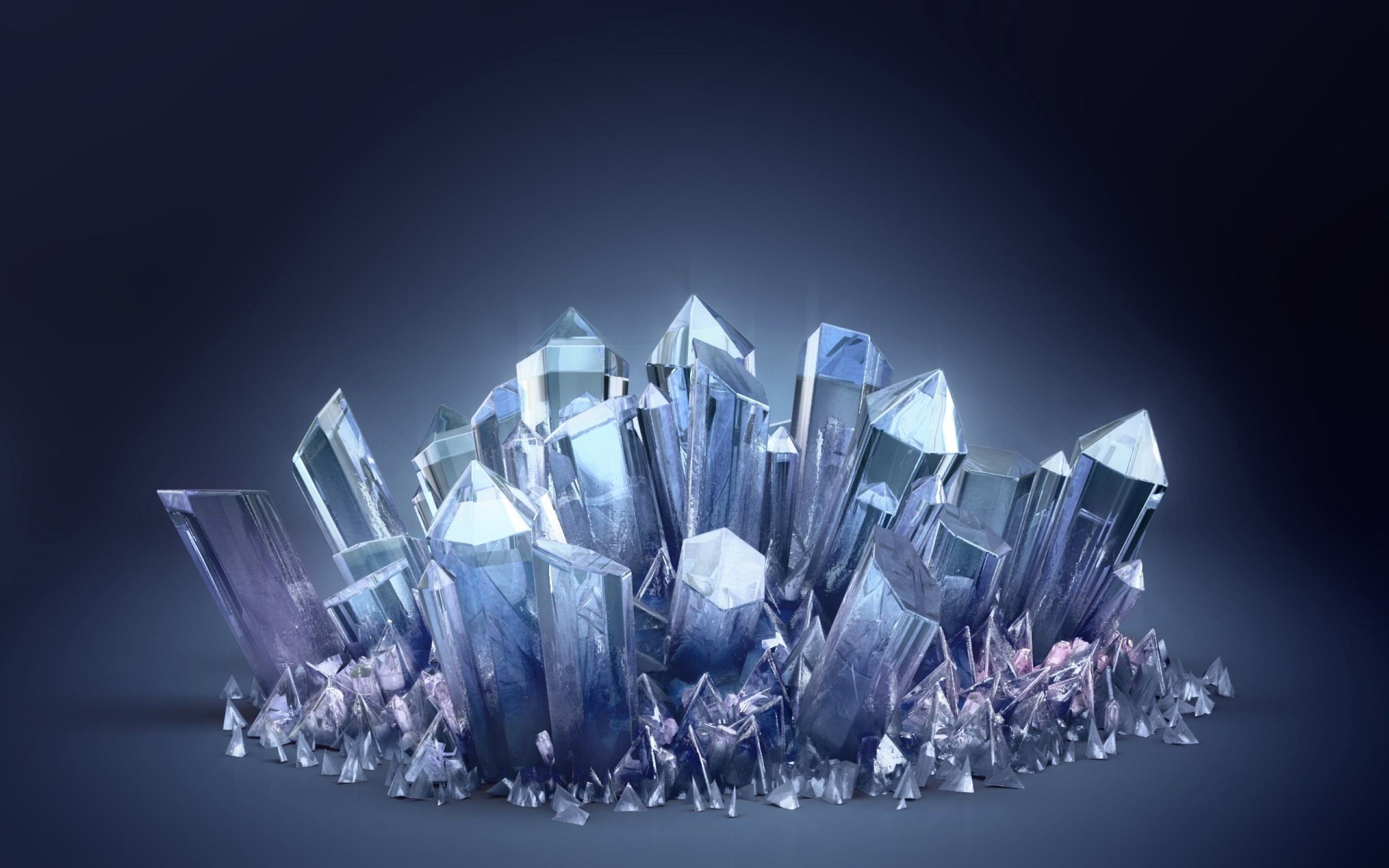 Много кристаллов разной формы 3д графика