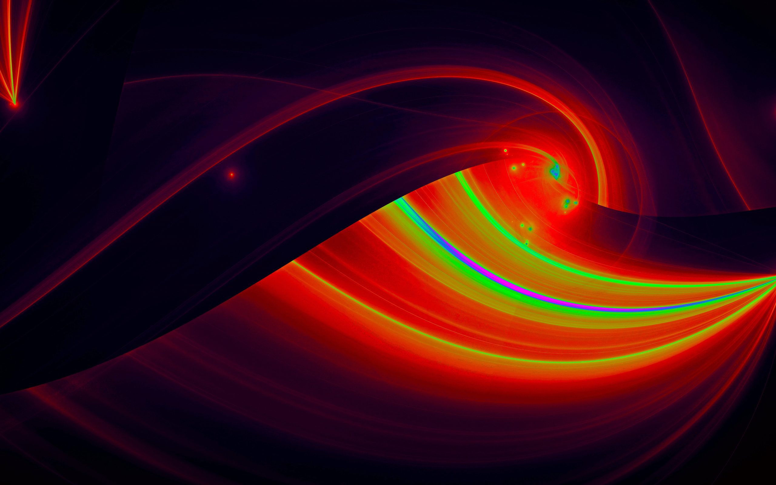 Разноцветные яркие абстрактные линии на фиолетовом фоне