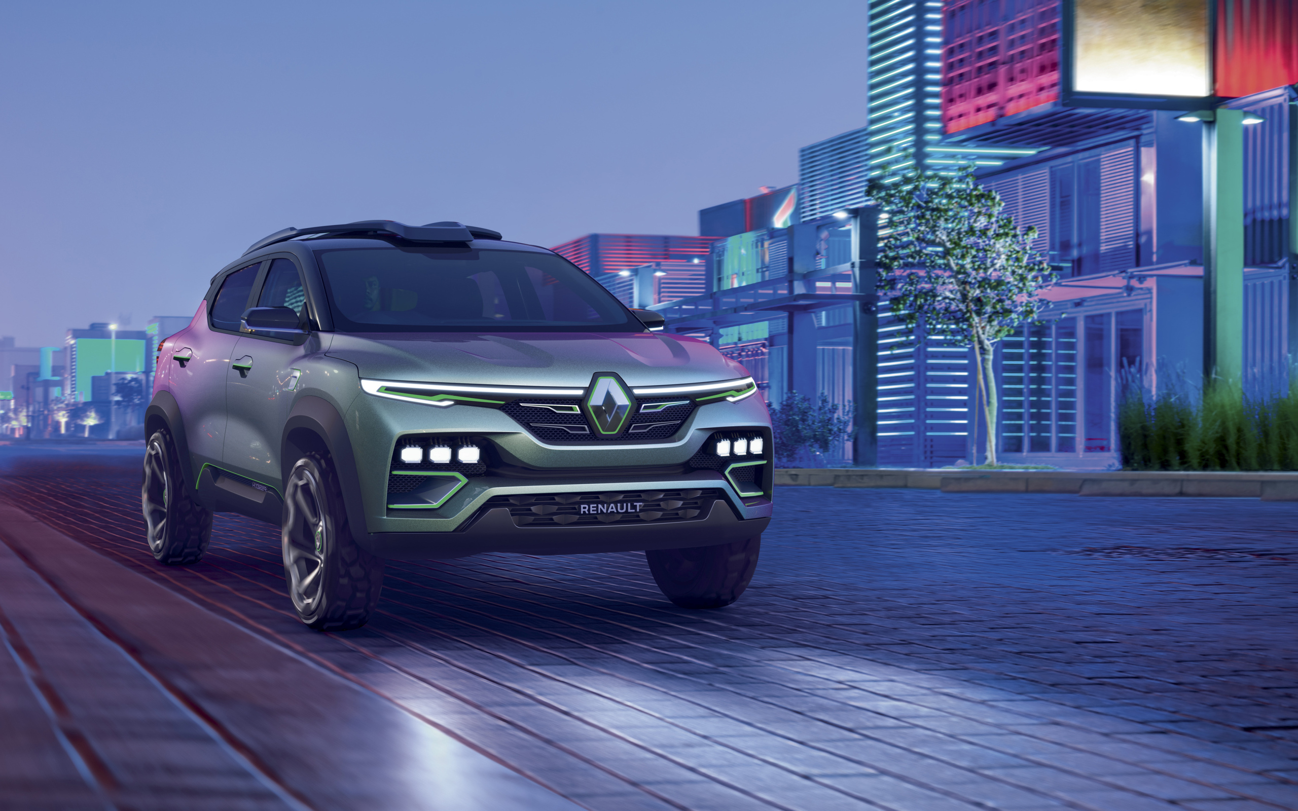 Внедорожник Renault Kiger 2021 года ночью