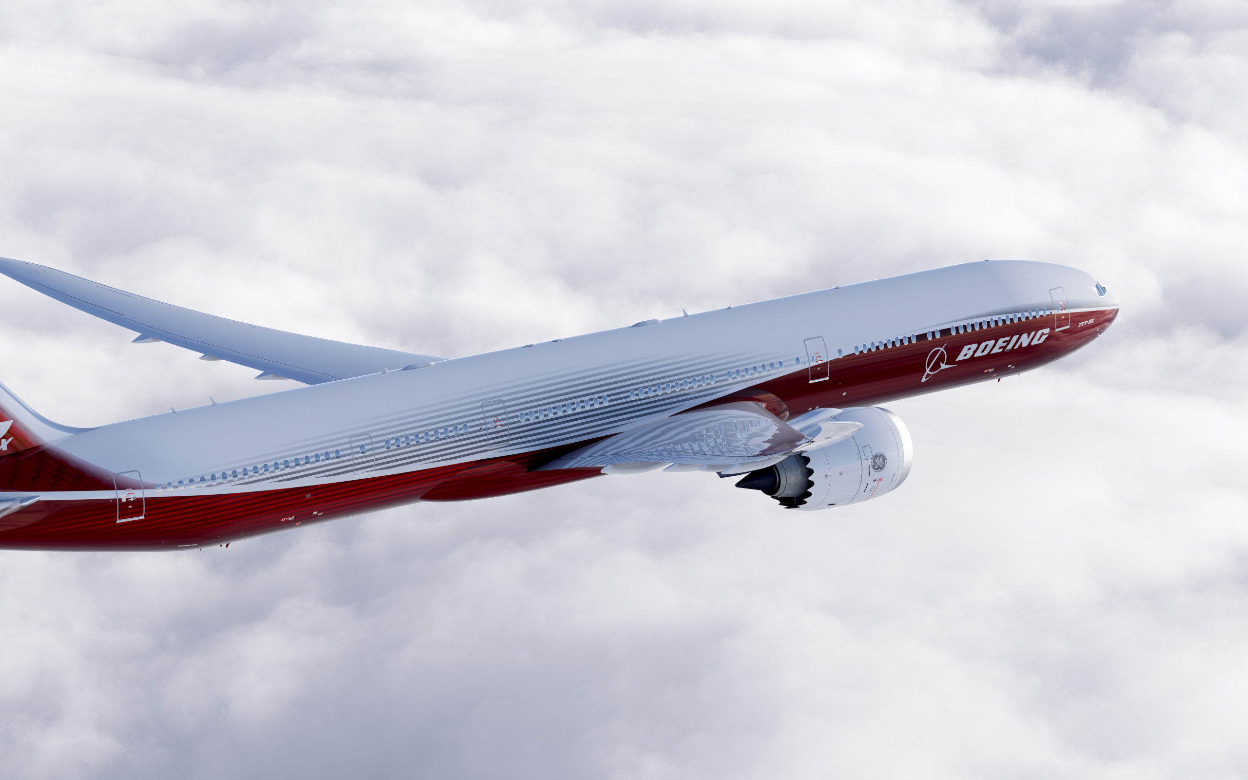 Большой пассажирский boeing 777 в небе 