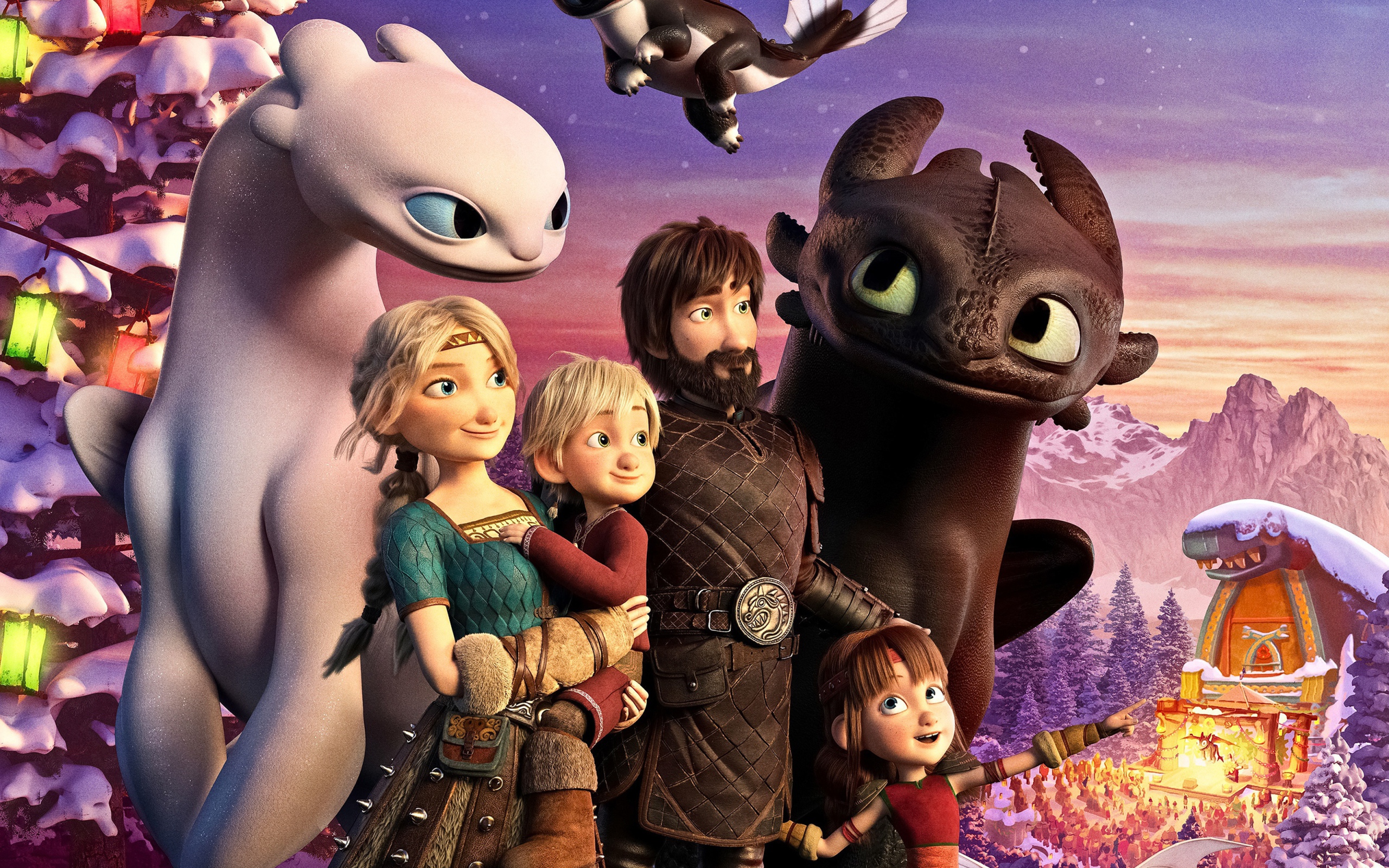 Постер с персонажами мультфильма Как приручить дракона 