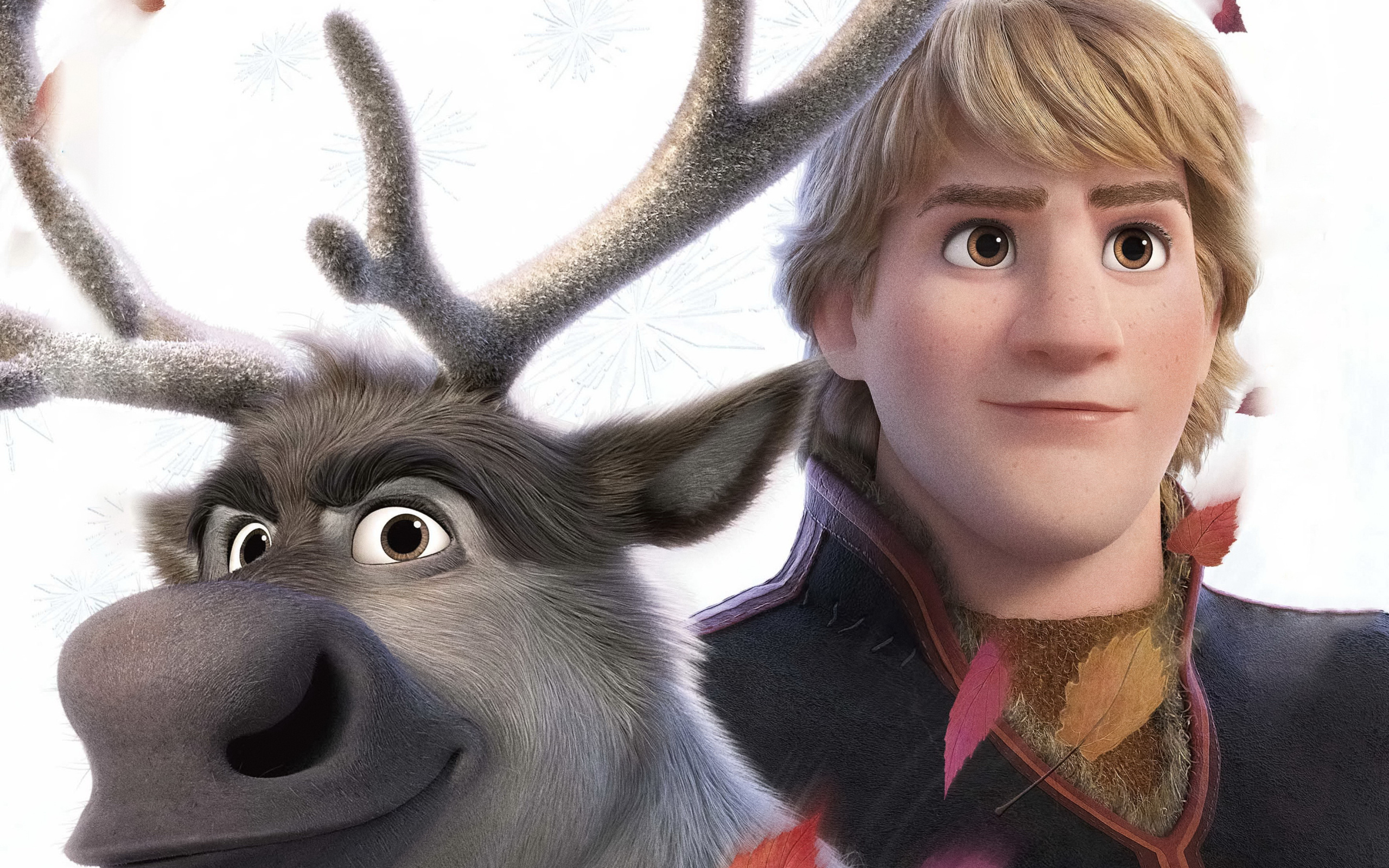 Персонажи Кристоф и Свен на белом фоне мультфильм Холодное сердце 2